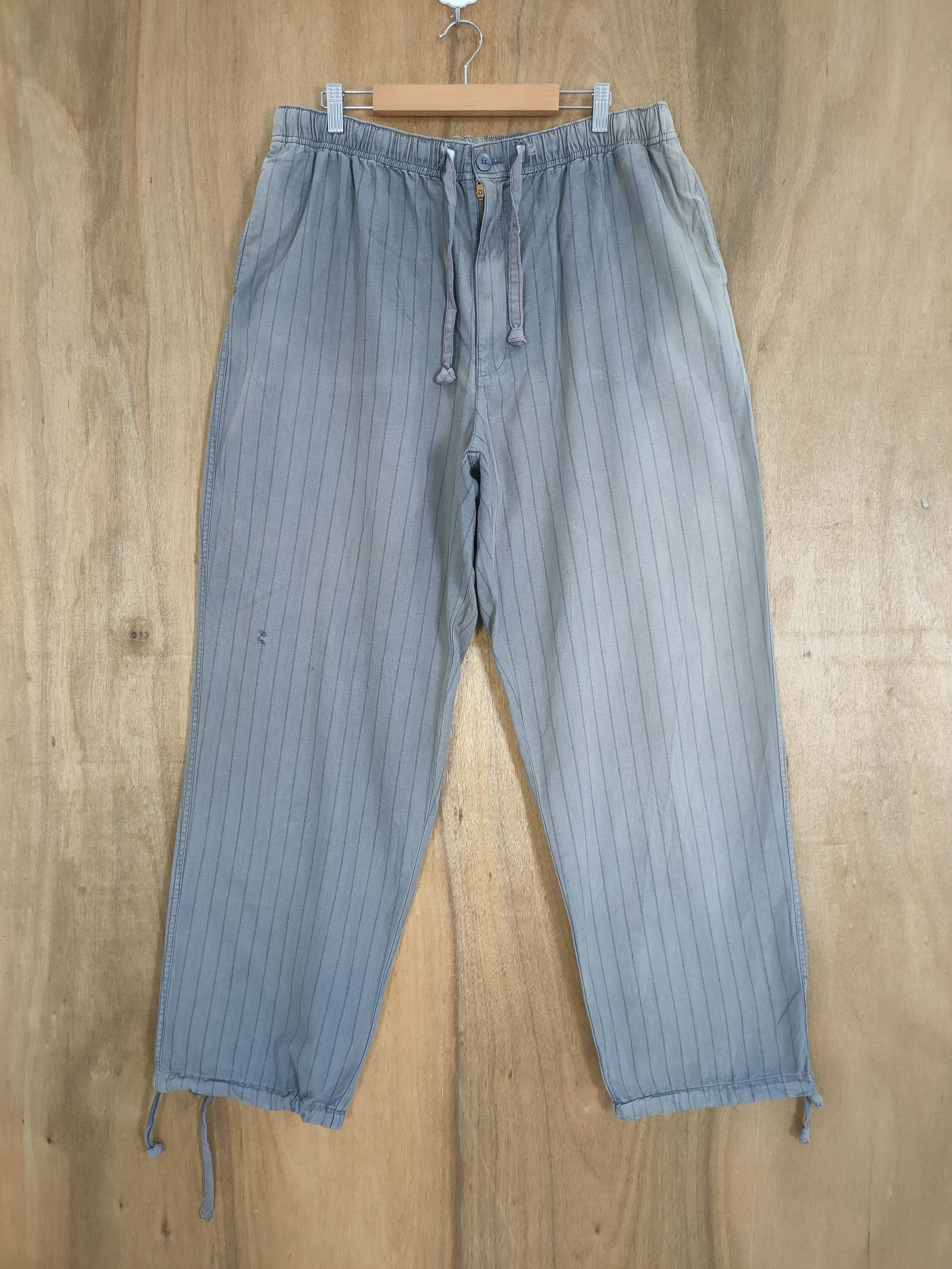 Japanese Brand VINTAGE SPRING WAIST FADED BROWN STRIPED BAGGY PANTS Size US 38 / EU 54 - 1 Thumbnail