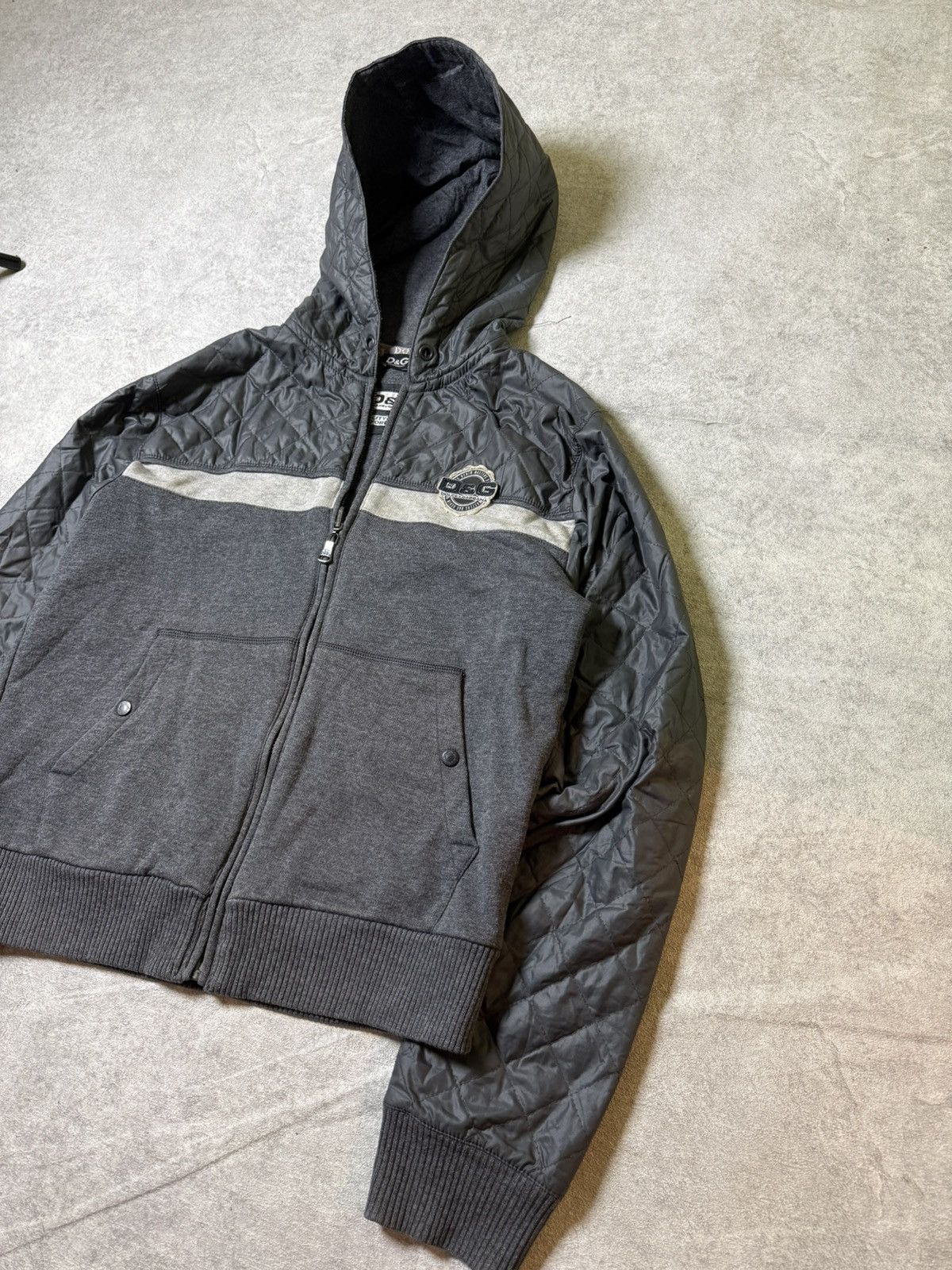 Dolce & Gabbana AW2007 Dolce & Gabbana Quilted Zip-up Grey Jacket Size US L / EU 52-54 / 3 - 4 Thumbnail