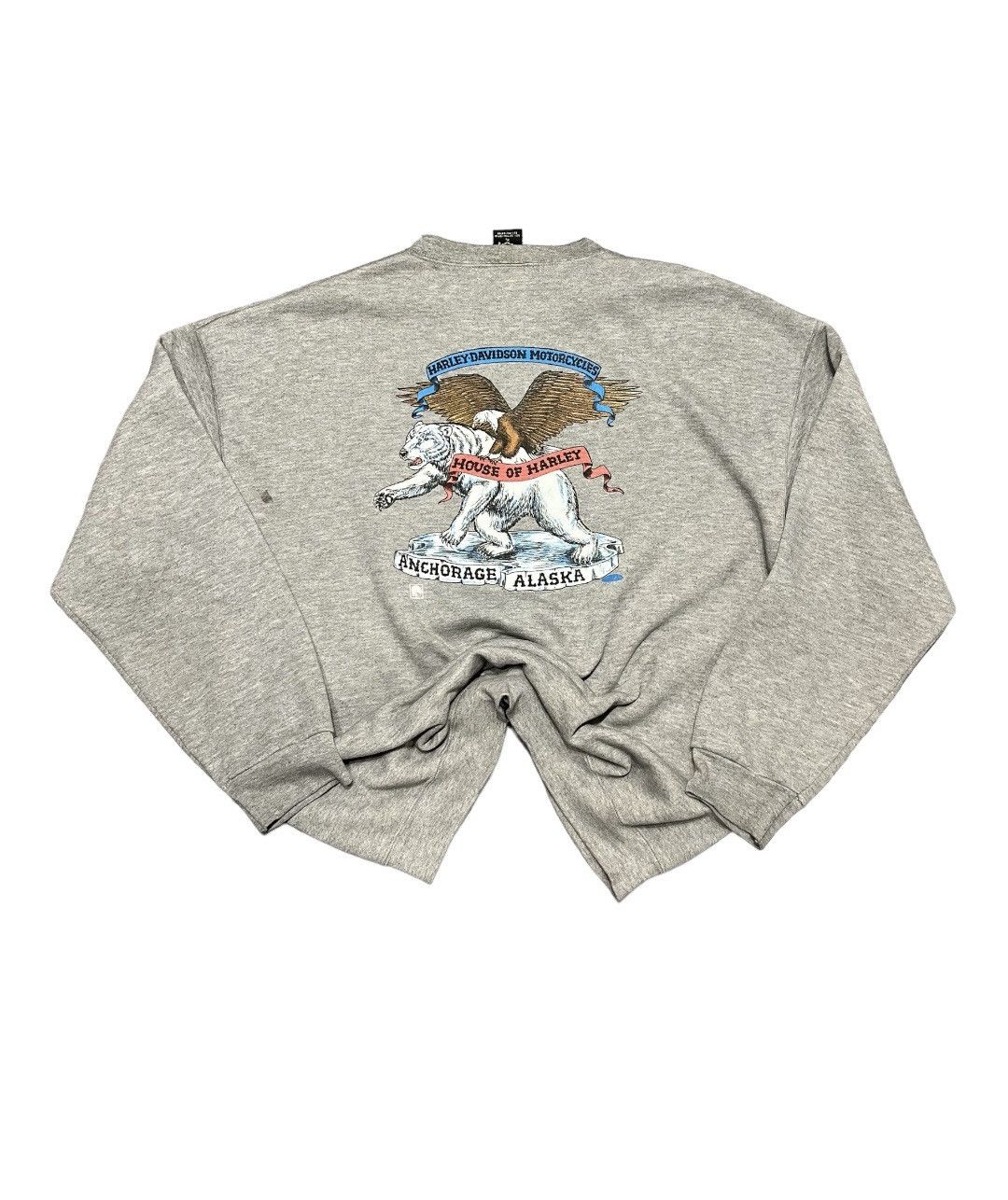 image of Mega Vintage Harley Davidson Hoodie 80-90’S Motorcycles in Grey, Men's (Size XL)