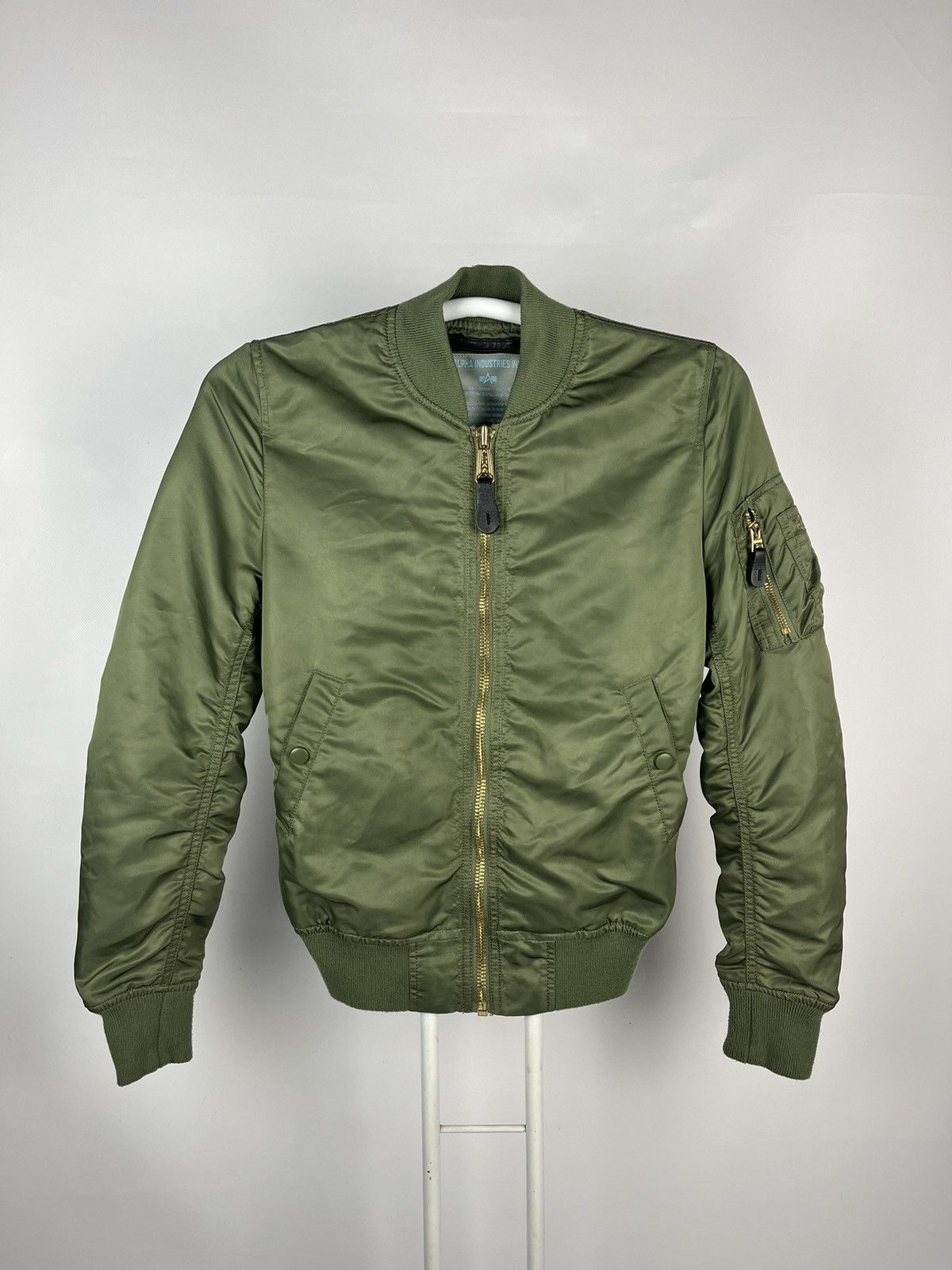 image of Alpha Industries Ma-1 Bomber Jacket Flight Pilot in Khaki Green, Women's (Size Small)