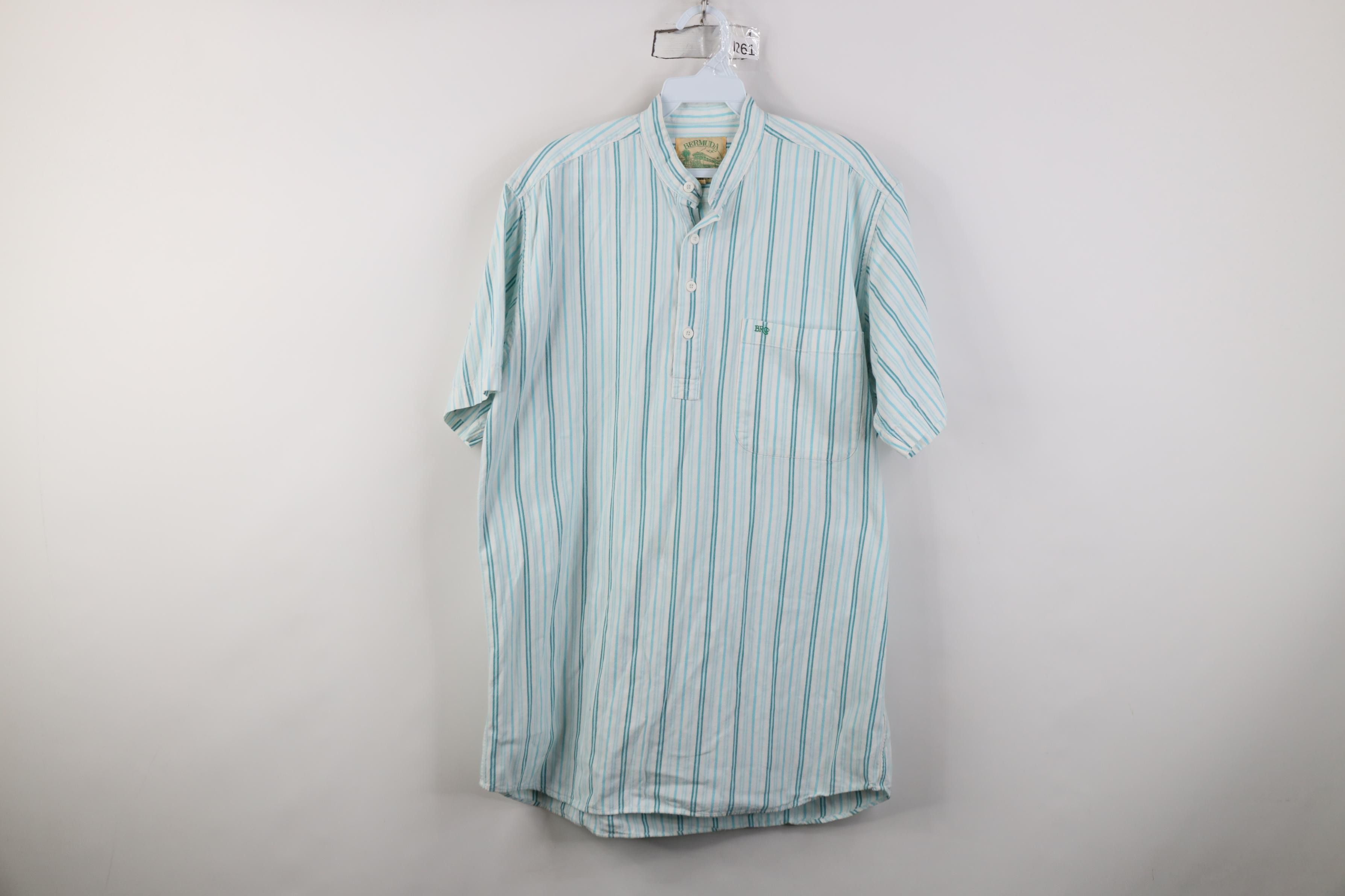 Vintage Vintage 90s Streetwear Band Collar Striped Button Down Polo Size US S / EU 44-46 / 1 - 1 Thumbnail
