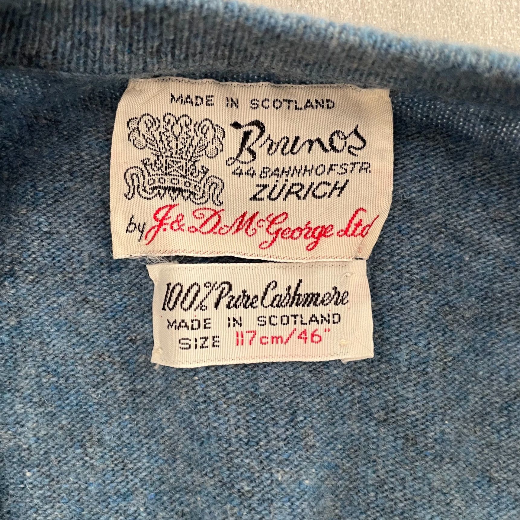 Vintage VINTAGE J.&D. McGeorge Ltd. Vest Adult 117cm/46" Blue Cashmere Made In Scotland Size US S / EU 44-46 / 1 - 3 Thumbnail