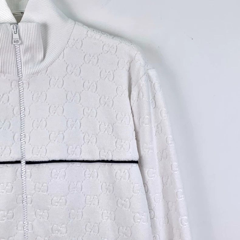 Gucci Gucci White logo jacquard full print cotton stand-up colla Size US M / EU 48-50 / 2 - 3 Thumbnail