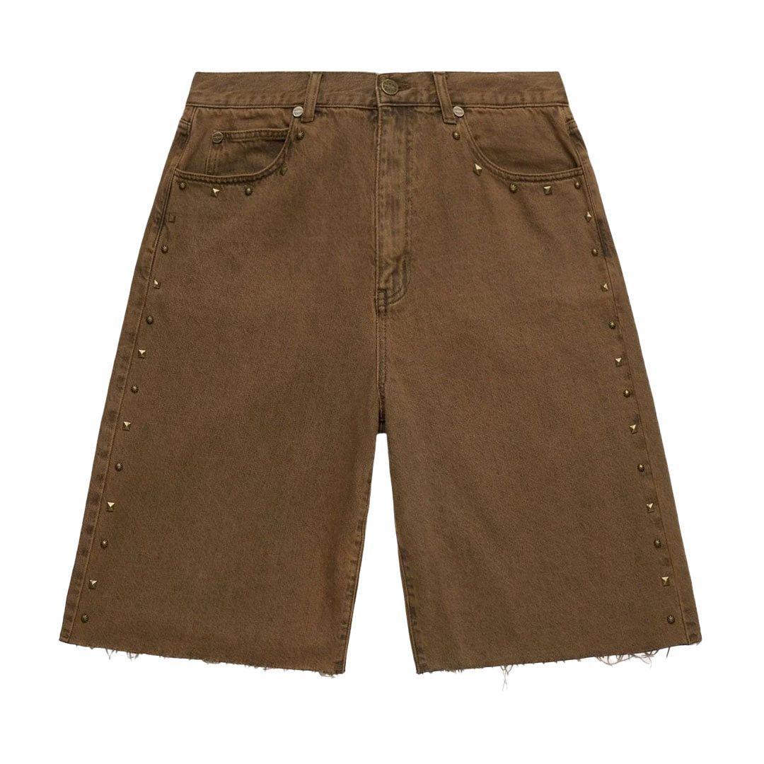 Homme + Femme La Homme Femme Studded Denim Shorts Brown Size 28" / US 6 / IT 42 - 1 Preview