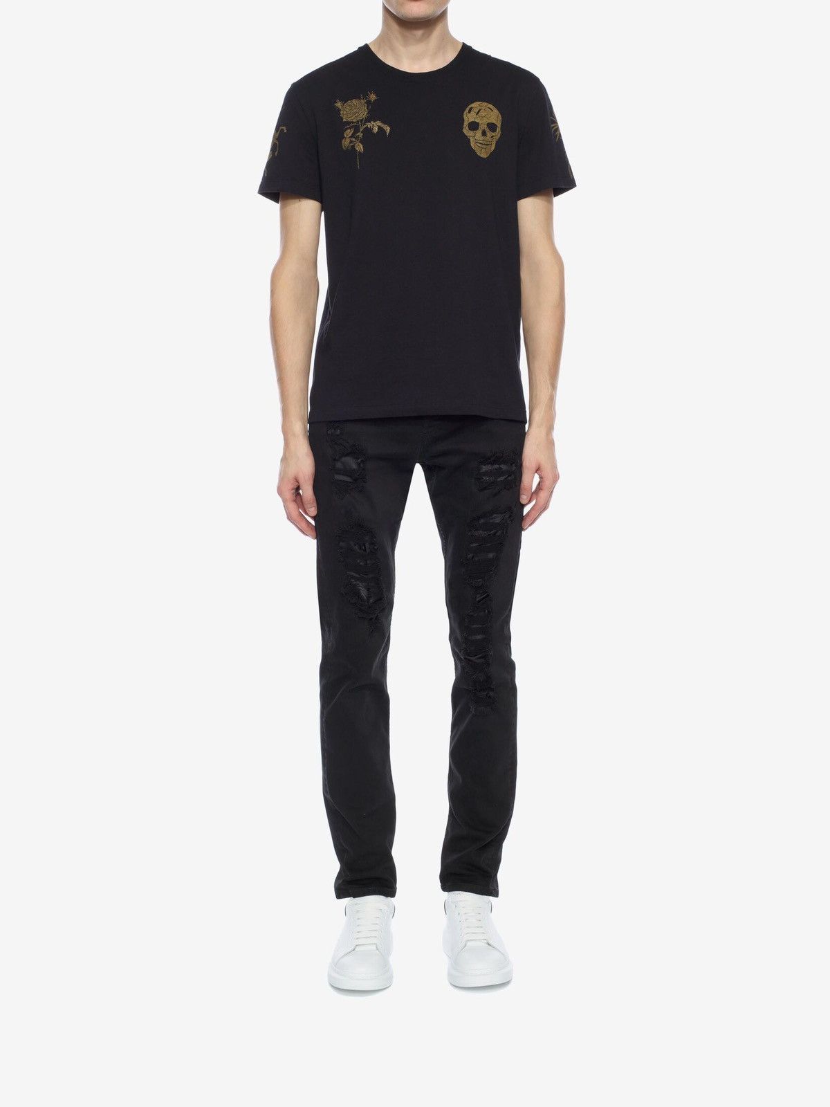 image of Alexander Mcqueen Men’S Black Distressed Denim, Men's (Size 32)