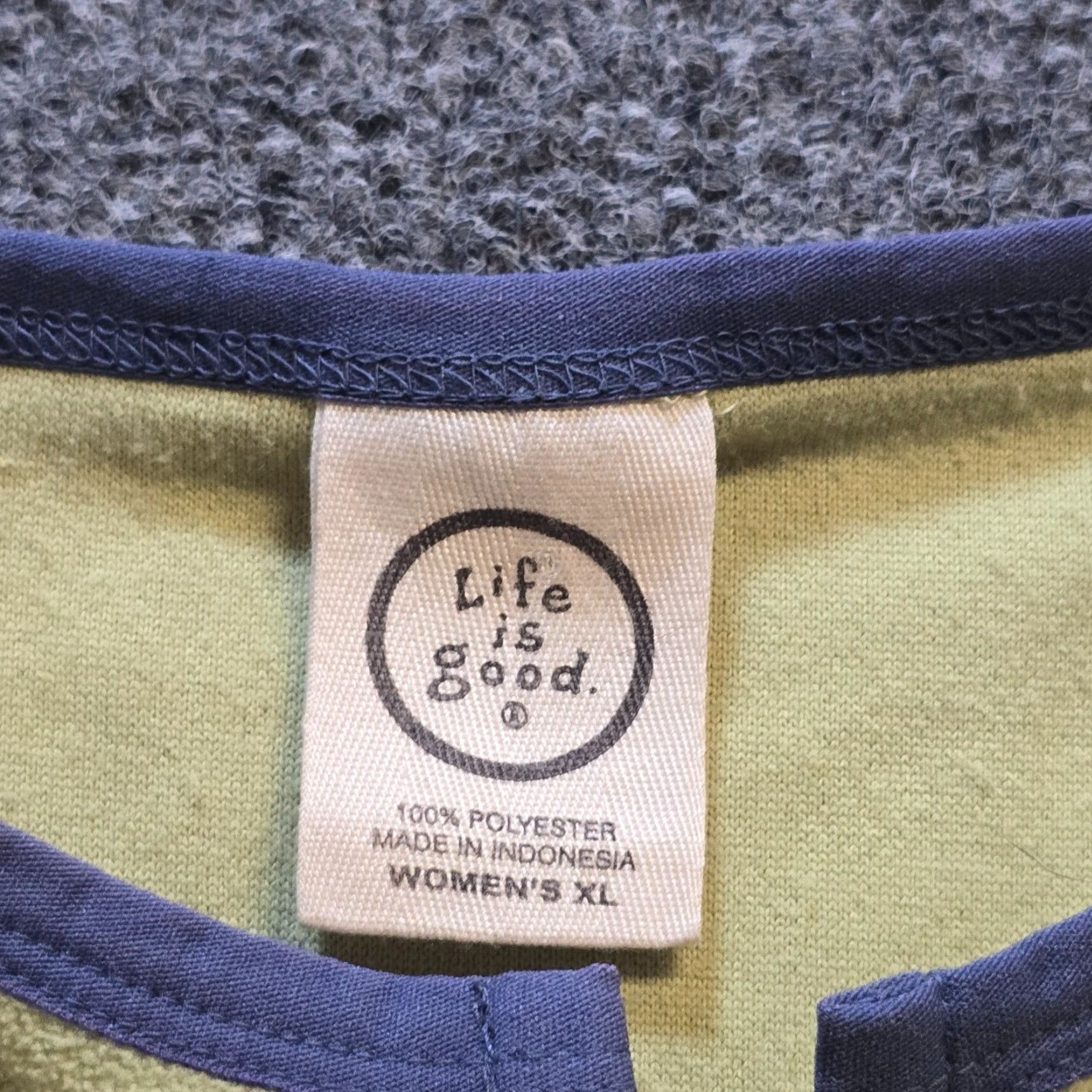 Life is Good Life is Good Sweater Womens XL Green Micro Fleece V Neck Outdoors Layer Pullover Casual Winter Fall Spring Womens Size XL / US 12-14 / IT 48-50 - 3 Thumbnail