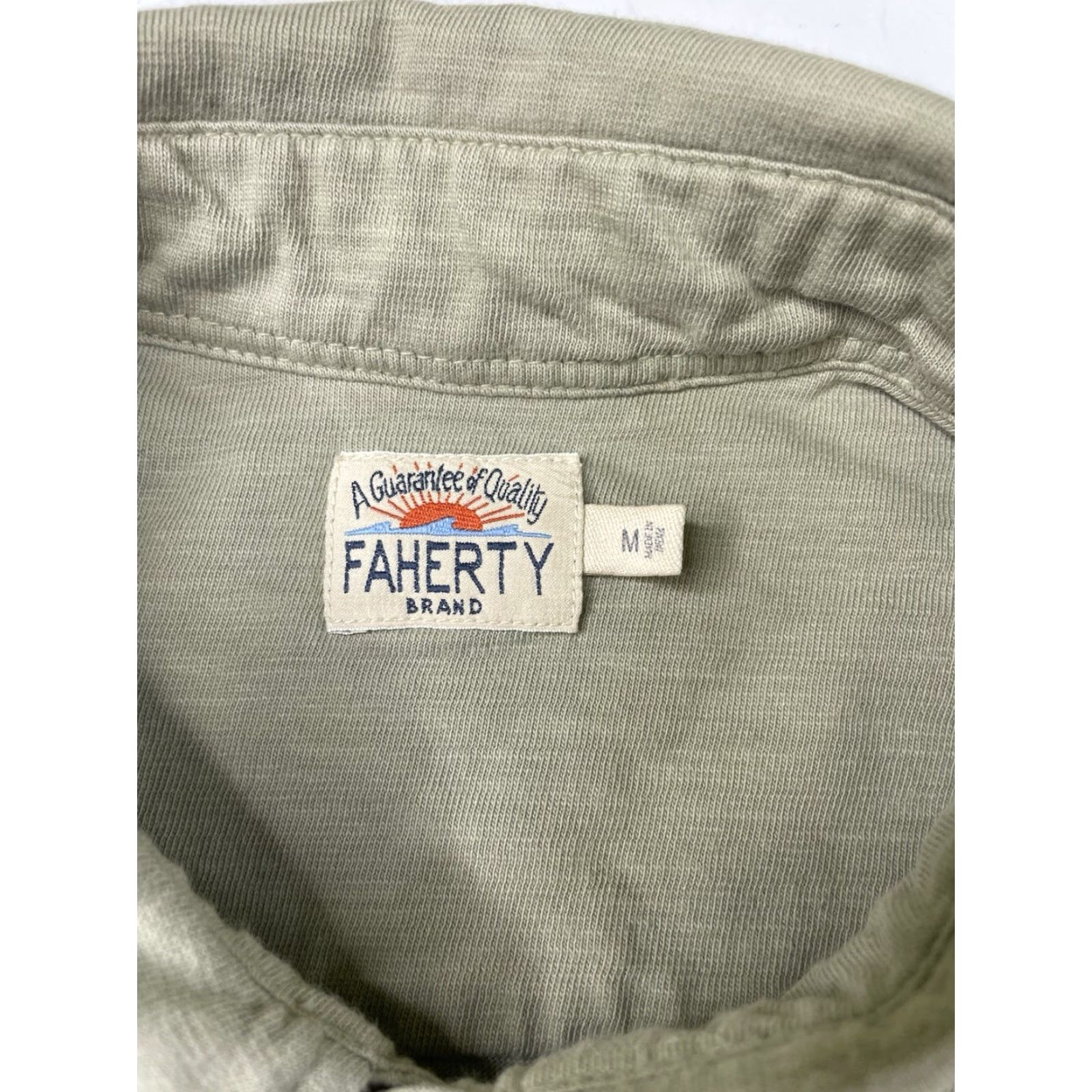 Faherty Faherty Shirt Button-Up Short Sleeve Green Cotton Mens Medium Pocket Casual Regular Size US M / EU 48-50 / 2 - 3 Thumbnail