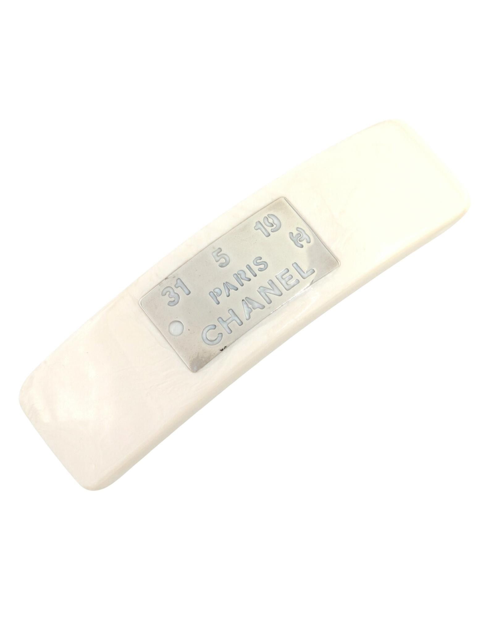 image of Off-White Plastic Barrette For Women By Chanel