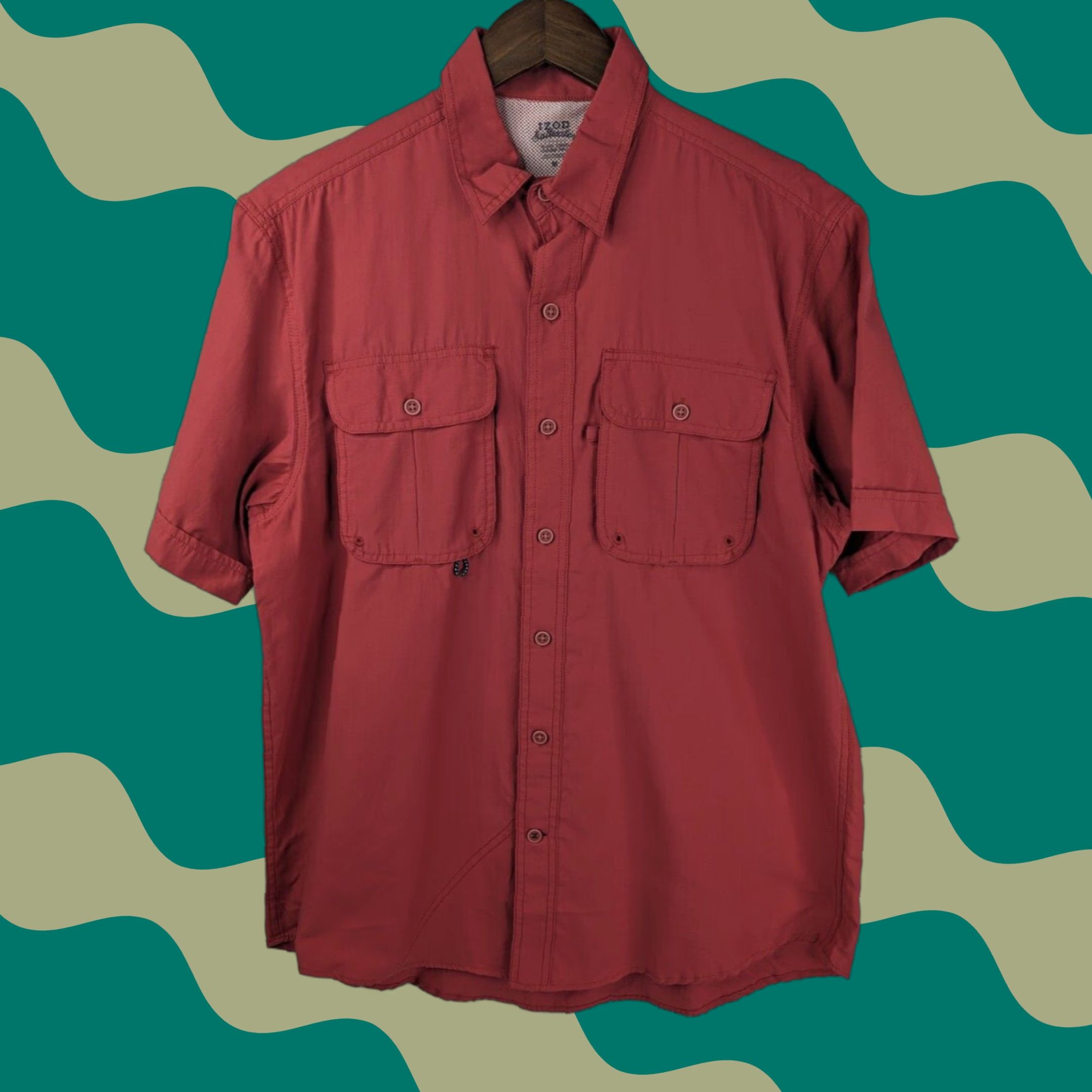 Izod Izod Saltwater Shirt Mens Medium Saltwater Red Relaxed Logo Short Sleeve Fishing Size US M / EU 48-50 / 2 - 1 Thumbnail