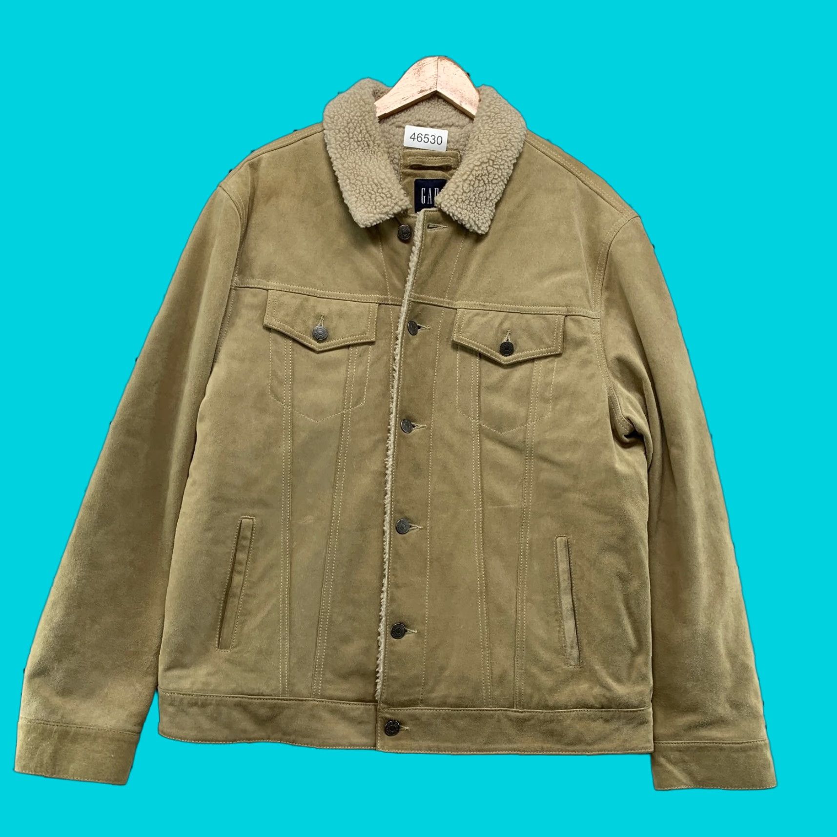 Gap VINTAGE Gap Leather Suede Jacket Mens Large Beige Sherpa Lined Collar Y2K Jacket Mens Large Beige Sherpa Lined Collar Y2K Size US L / EU 52-54 / 3 - 1 Thumbnail