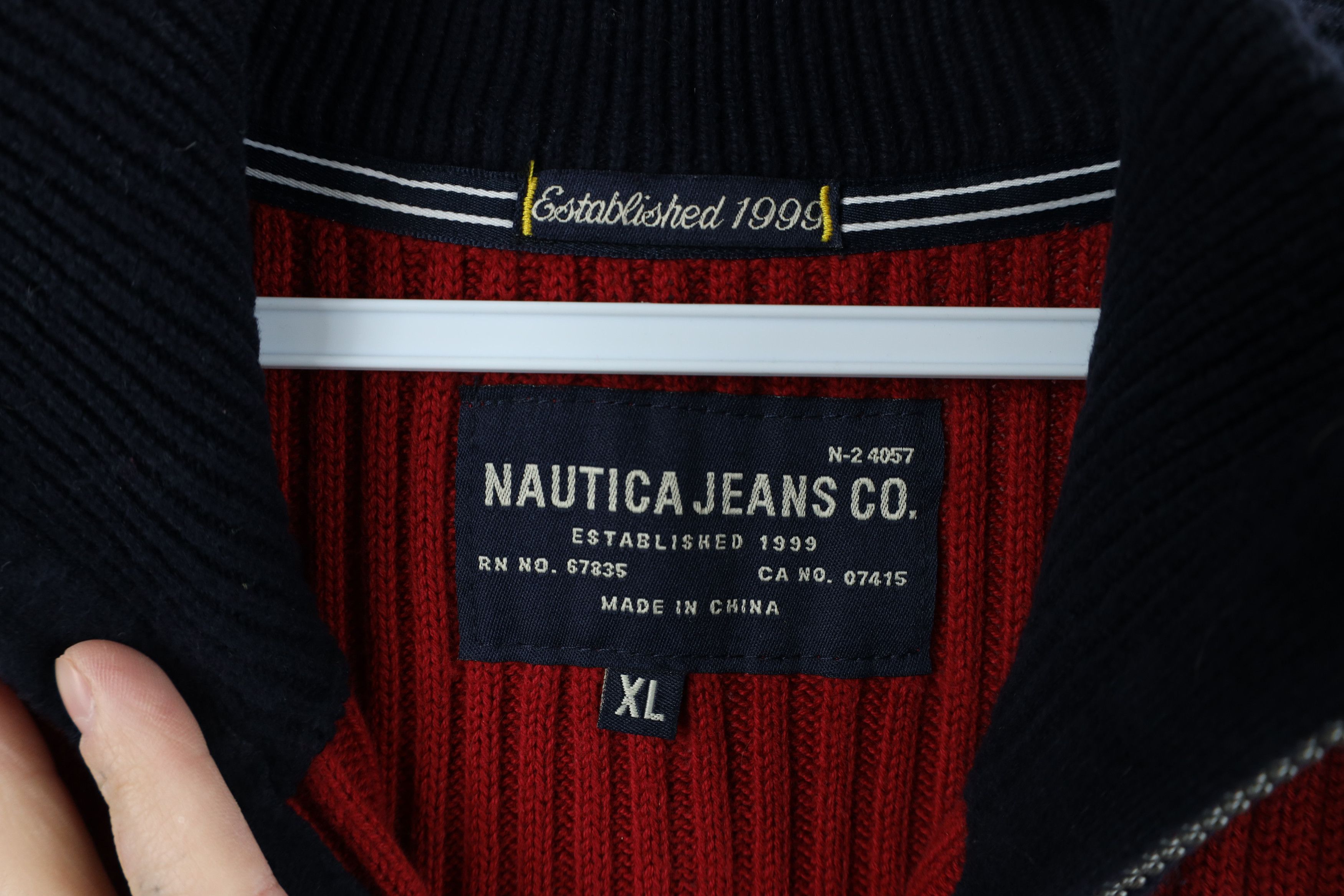 Nautica × Vintage Vintage 90s Nautica Ribbed Half Zip Pullover Sweater Red Size US XL / EU 56 / 4 - 8 Thumbnail