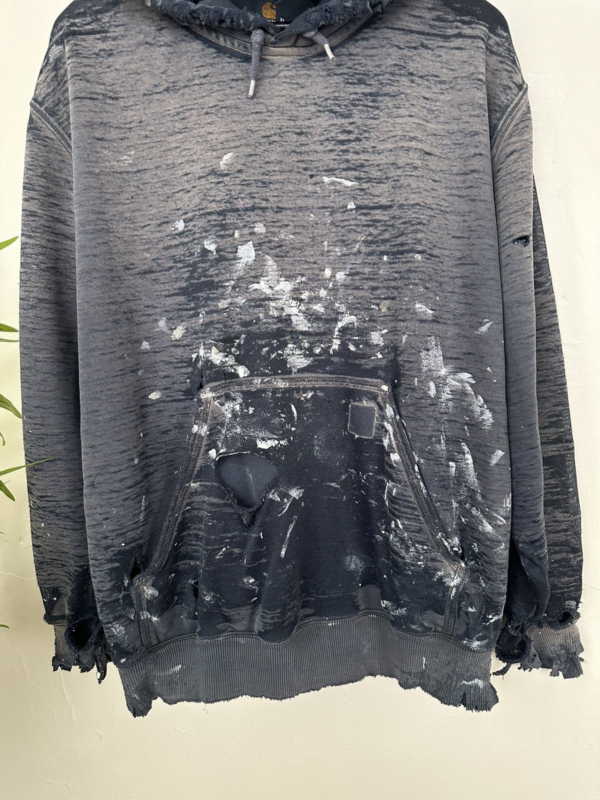 Carhartt × Vintage (XL) INSANE THRASHED SHEER Navy Carhartt Hoodie Size US XL / EU 56 / 4 - 4 Thumbnail