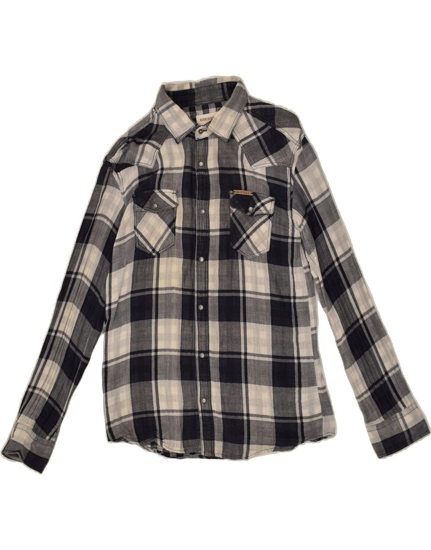 Diesel Boys Shirt 15-16 Years XL Navy Blue Check Cotton Size XL / US 12-14 / IT 48-50 - 1 Thumbnail