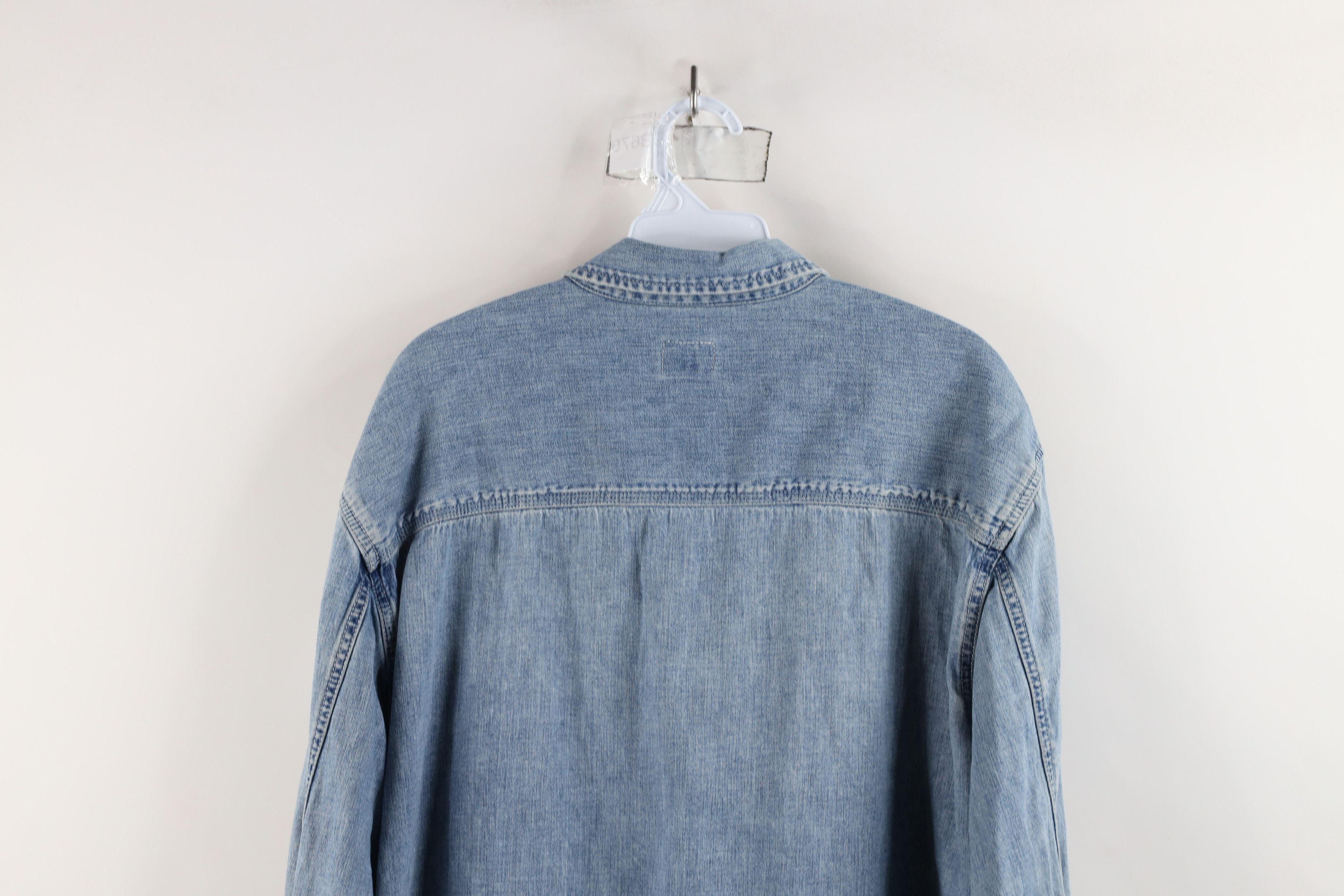 Calvin Klein × Vintage Vintage 90s Calvin Klein Denim Jean Collared Button Shirt Size US XL / EU 56 / 4 - 14 Thumbnail
