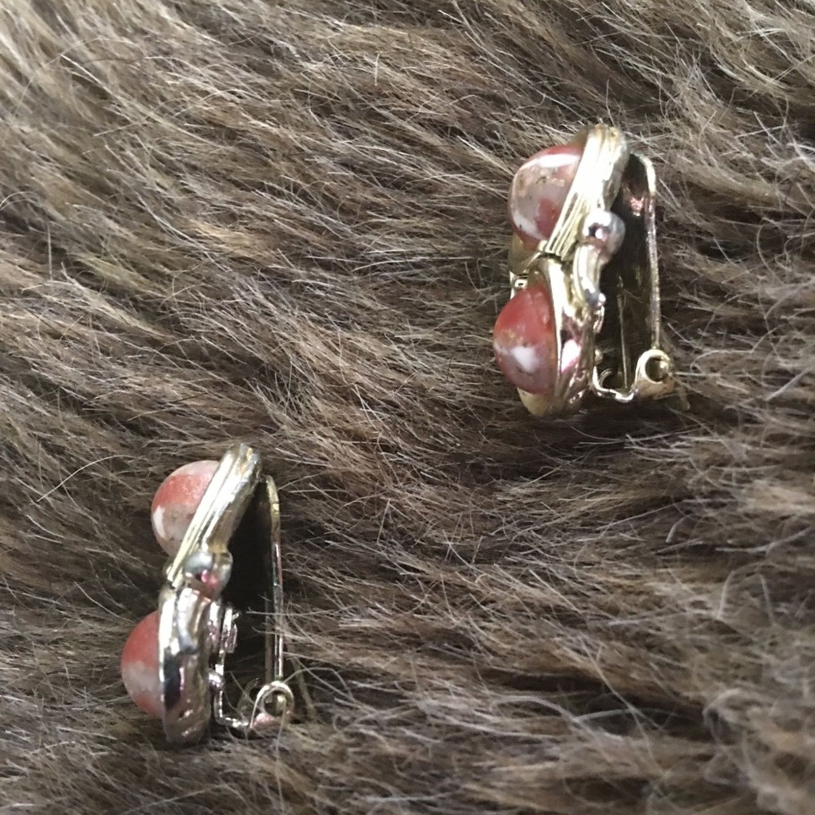 Vintage Vintage 60s brown marble silver tone clip earrings Size ONE SIZE - 2 Thumbnail