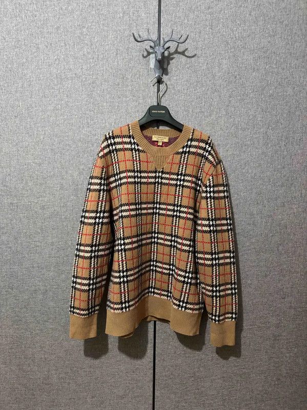 Burberry Burberry Men's Wool Embroidered Plaid Sweater Size US M / EU 48-50 / 2 - 1 Thumbnail