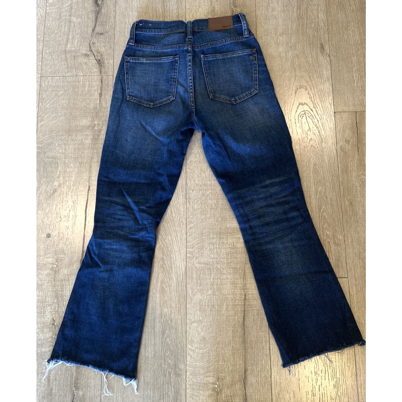 Madewell Madewell Cali Demi Boot Women's Jeans 25 Mid Rise Blue Stretch Raw Hem Chewed Size 42" / US 20 - 6 Thumbnail