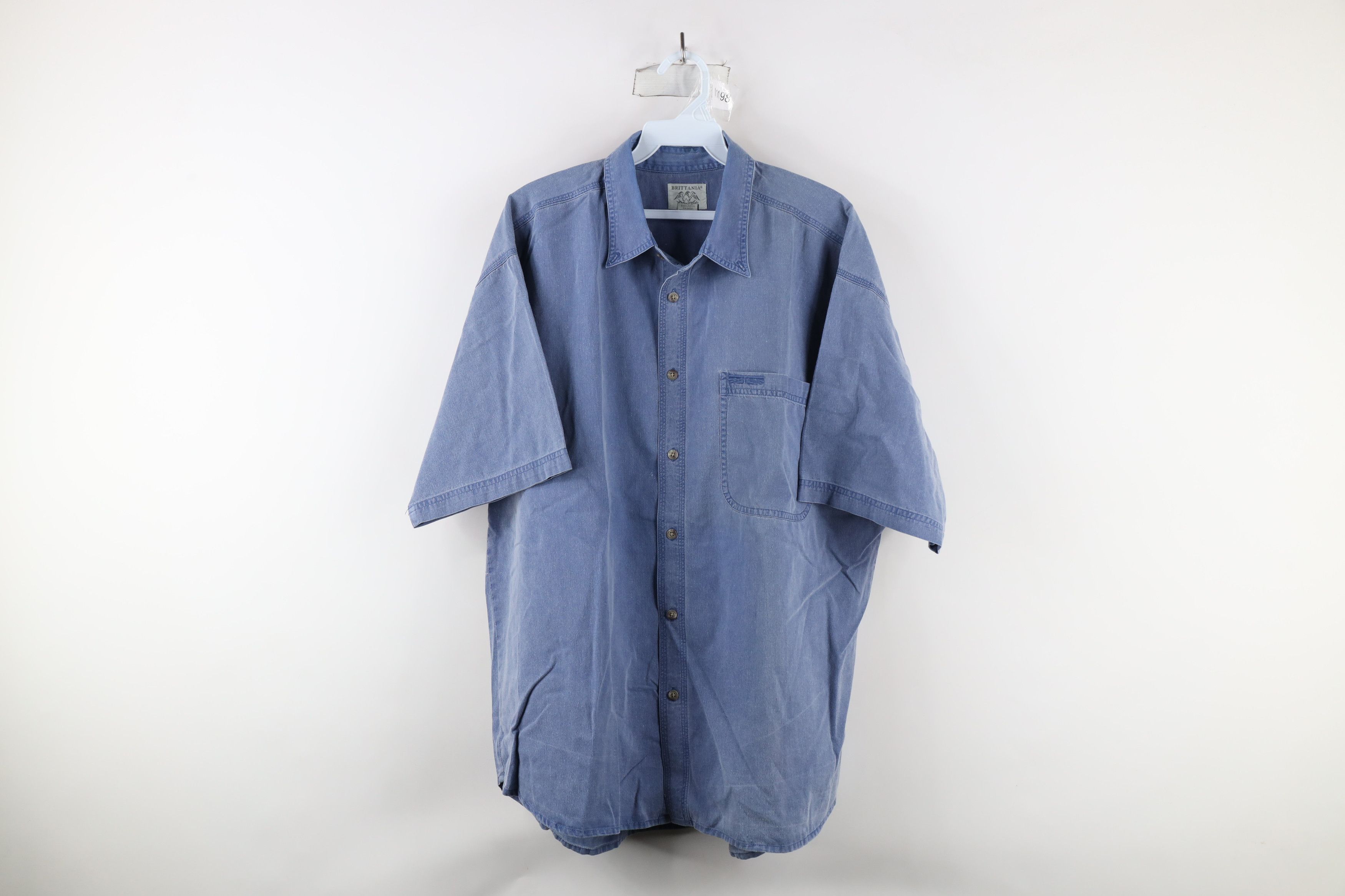 Vintage Vintage 90s Streetwear Short Sleeve Button Shirt Blue Size US L / EU 52-54 / 3 - 1 Thumbnail