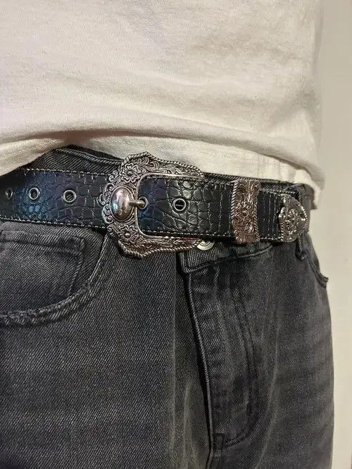 Other Y2K Gothic Buckle Belt Size 30 - 6 Thumbnail