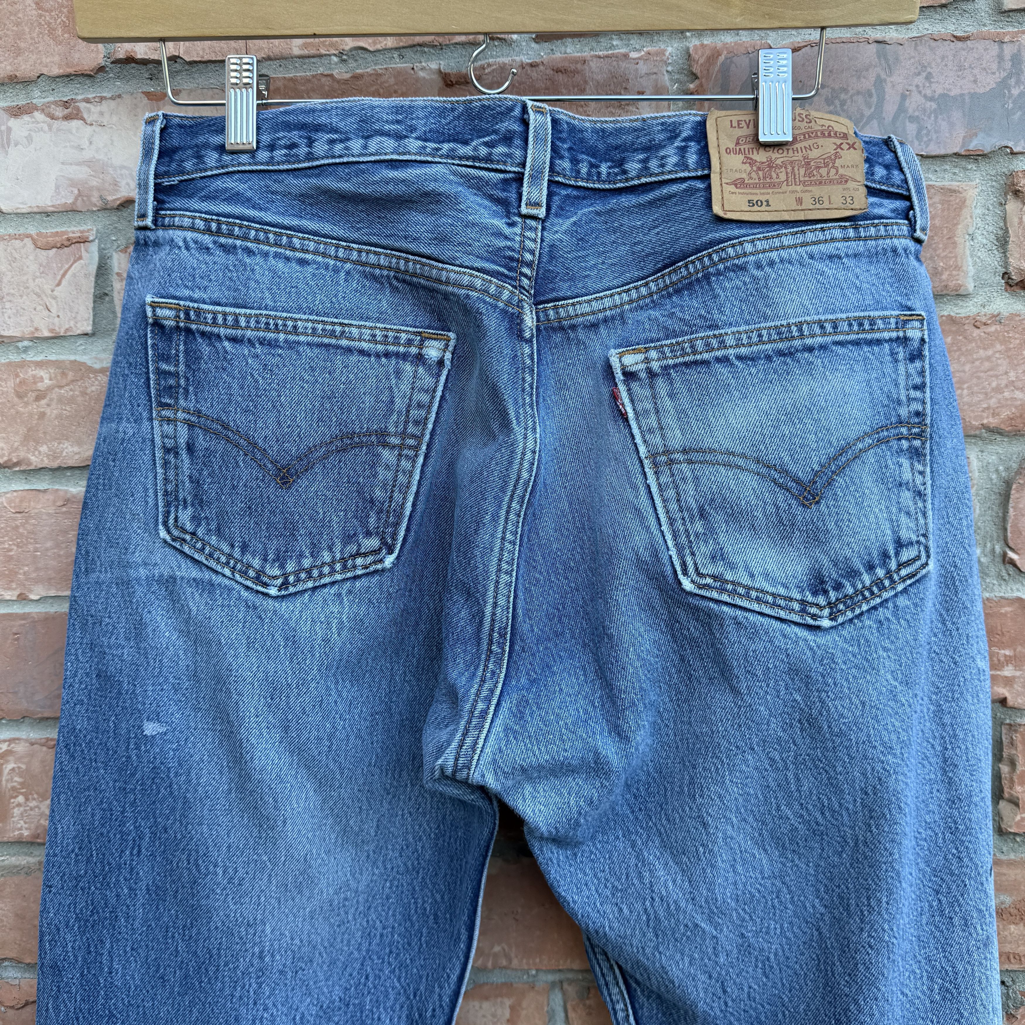 Levi's Vintage 90s Levis 501 Blue Button fly Denim Jeans Size US 34 / EU 50 - 3 Thumbnail