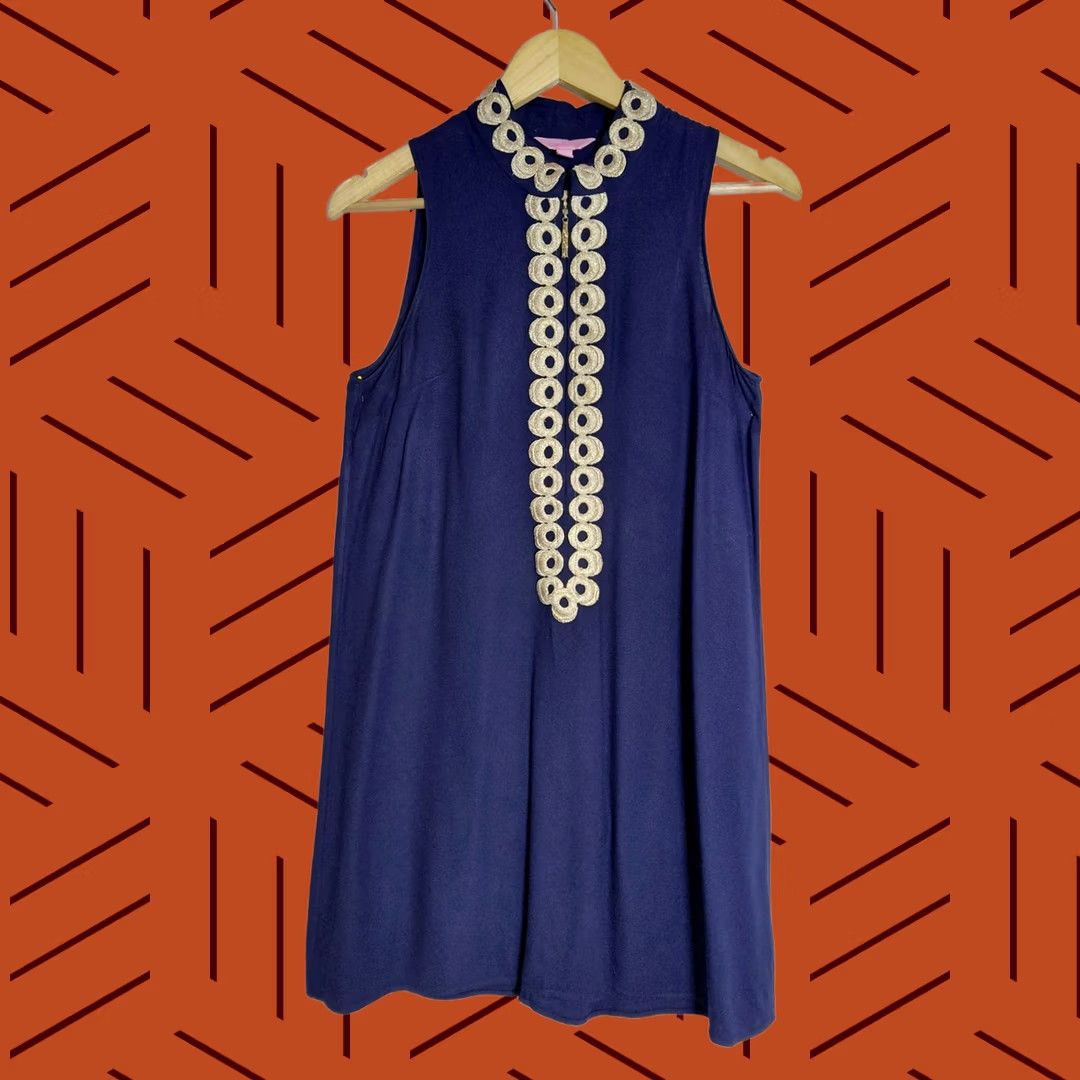Lilly Pulitzer Lilly Pulitzer Navy Sleeveless Dress Solid Collared Knee Length Women Size 4 Size S / US 4 / IT 40 - 1 Thumbnail