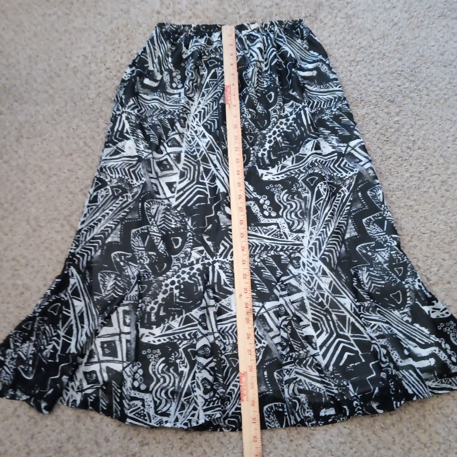 Vintage BonWorth Skirt Long Maxi Gray Geometric Pull On Lined Polyester Small Size 28" / US 6 / IT 42 - 4 Thumbnail