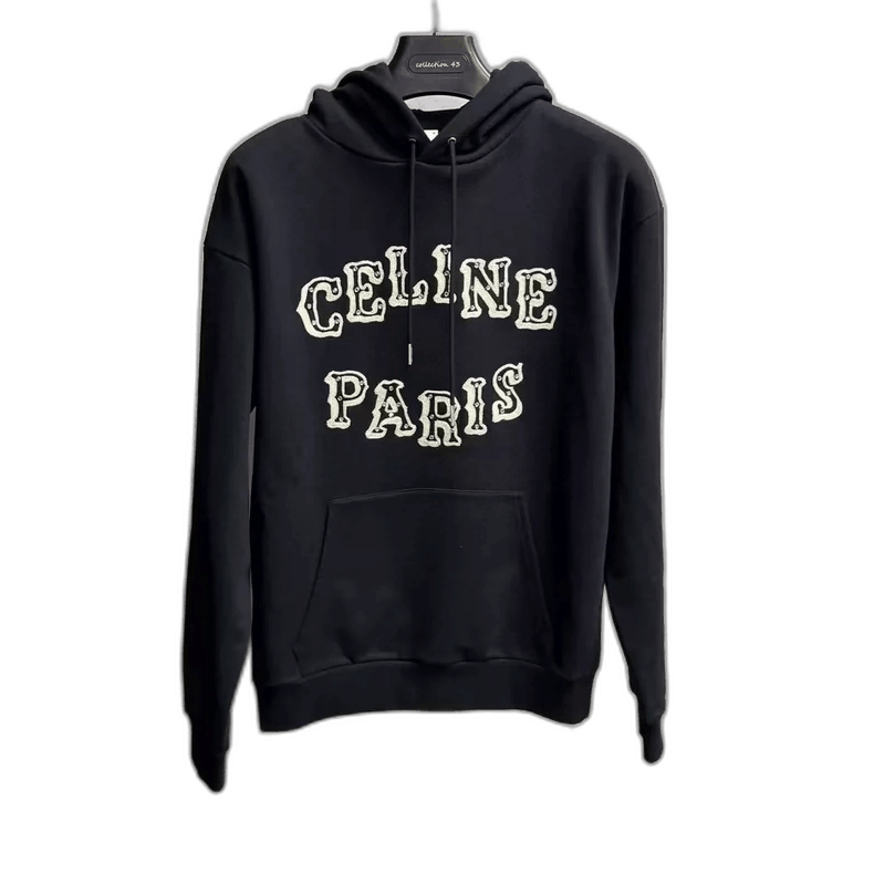Celine Celine Black Logo Hoodie With Drawstring Size US XS / EU 42 / 0 - 1 Thumbnail