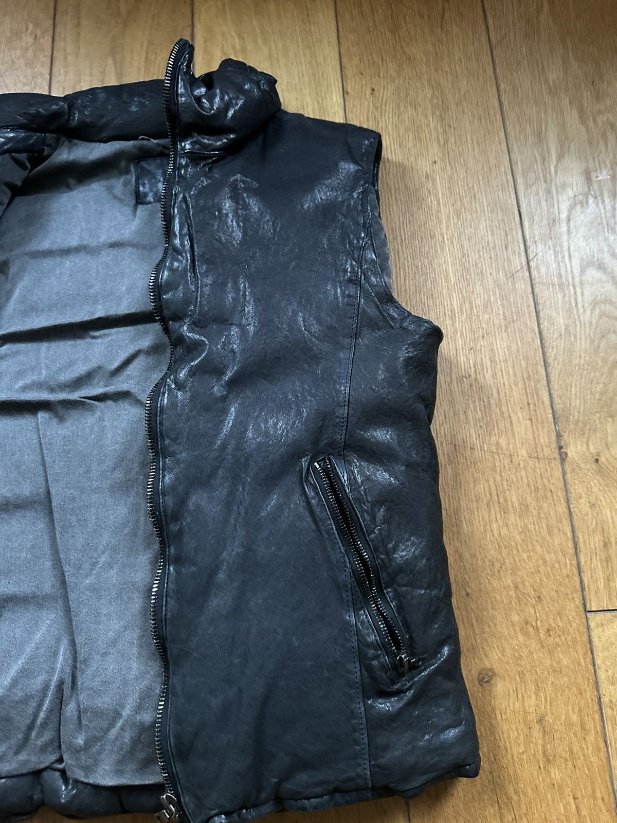 Isamu Katayama Backlash Metallic Navy Leather Down Vest JP 2 Fits US S Size US S / EU 44-46 / 1 - 14 Thumbnail