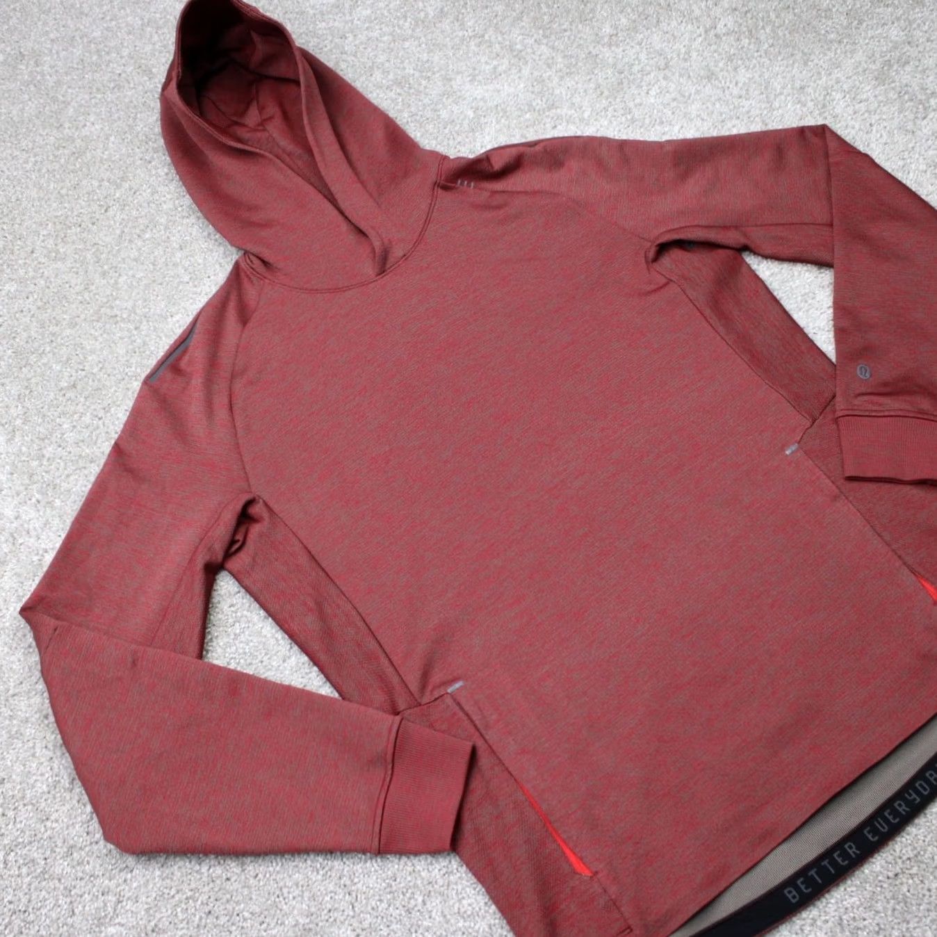 Lululemon Lululemon Hoodie Mens Medium red Textured Tech Hooded Sweatshirt Vented Pullover Size US M / EU 48-50 / 2 - 4 Thumbnail