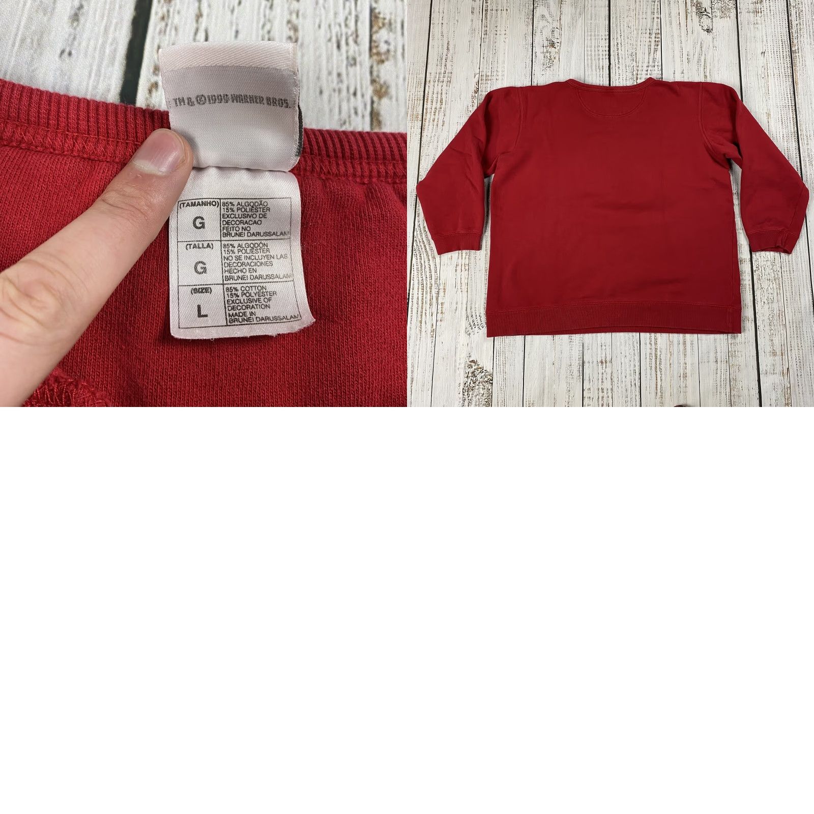 Vintage VINTAGE 1999 WARNER BROS LOONEY TUNES CREW NECK SWEATSHIRT Red Adult L Size US L / EU 52-54 / 3 - 8 Thumbnail