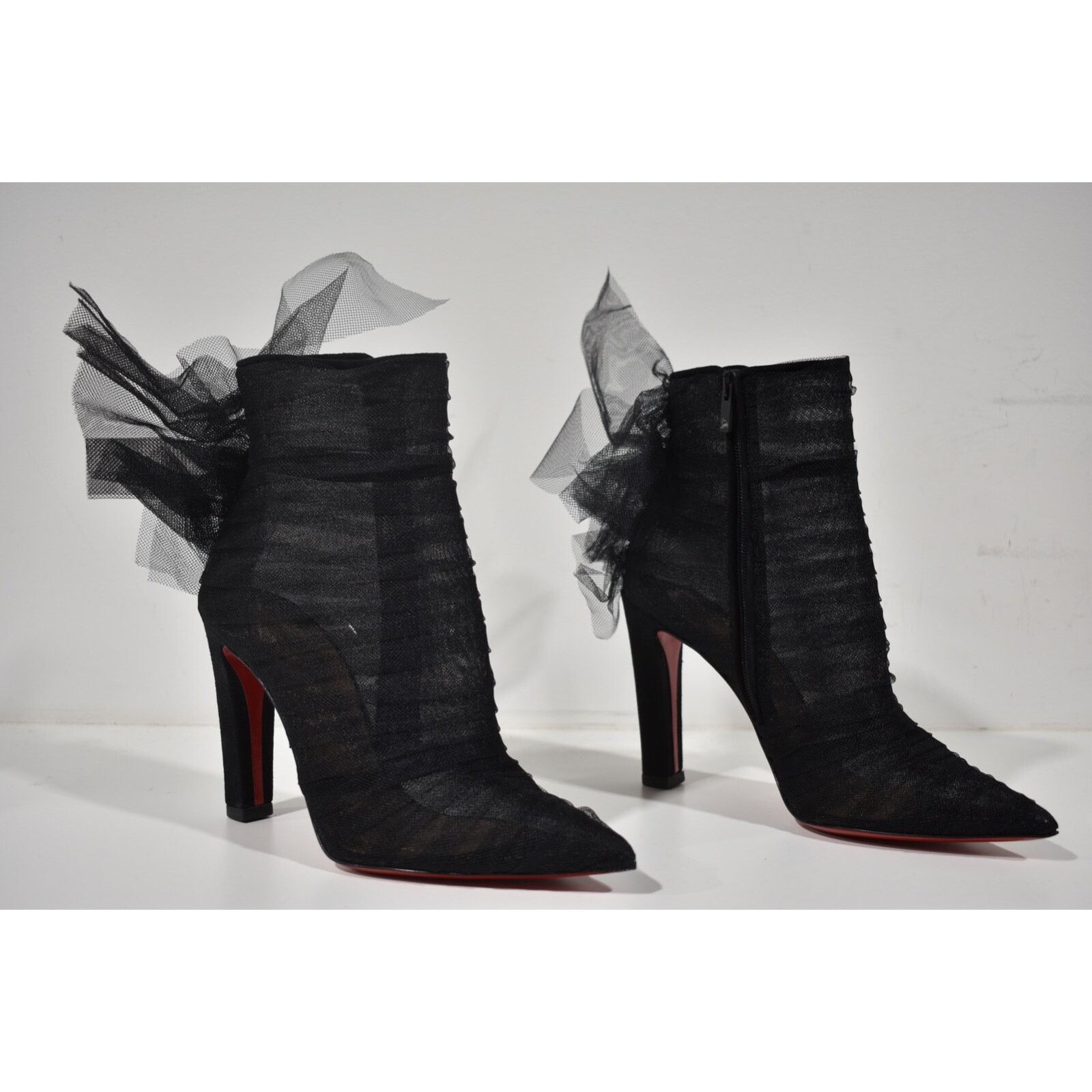 Christian Louboutin Christian Louboutin Libellibooty 100 Black Mesh Tulle Size US 10 / IT 40 - 2 Thumbnail
