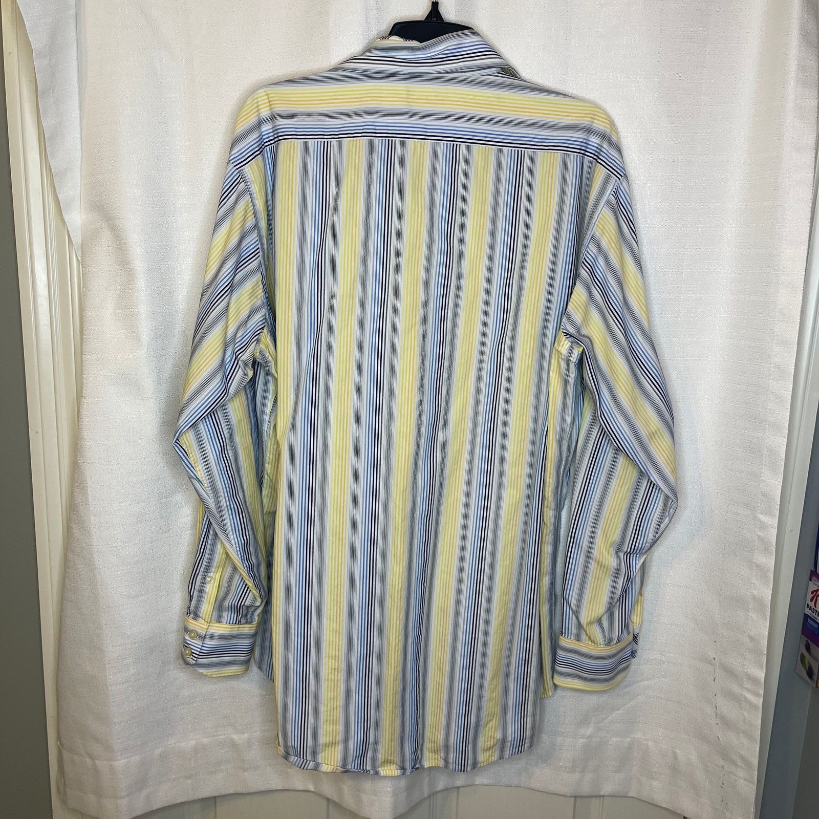 Thomas Dean Thomas Dean Button Down Blue & Yellow Striped Shirt, XXL Size US XXL / EU 58 / 5 - 4 Thumbnail