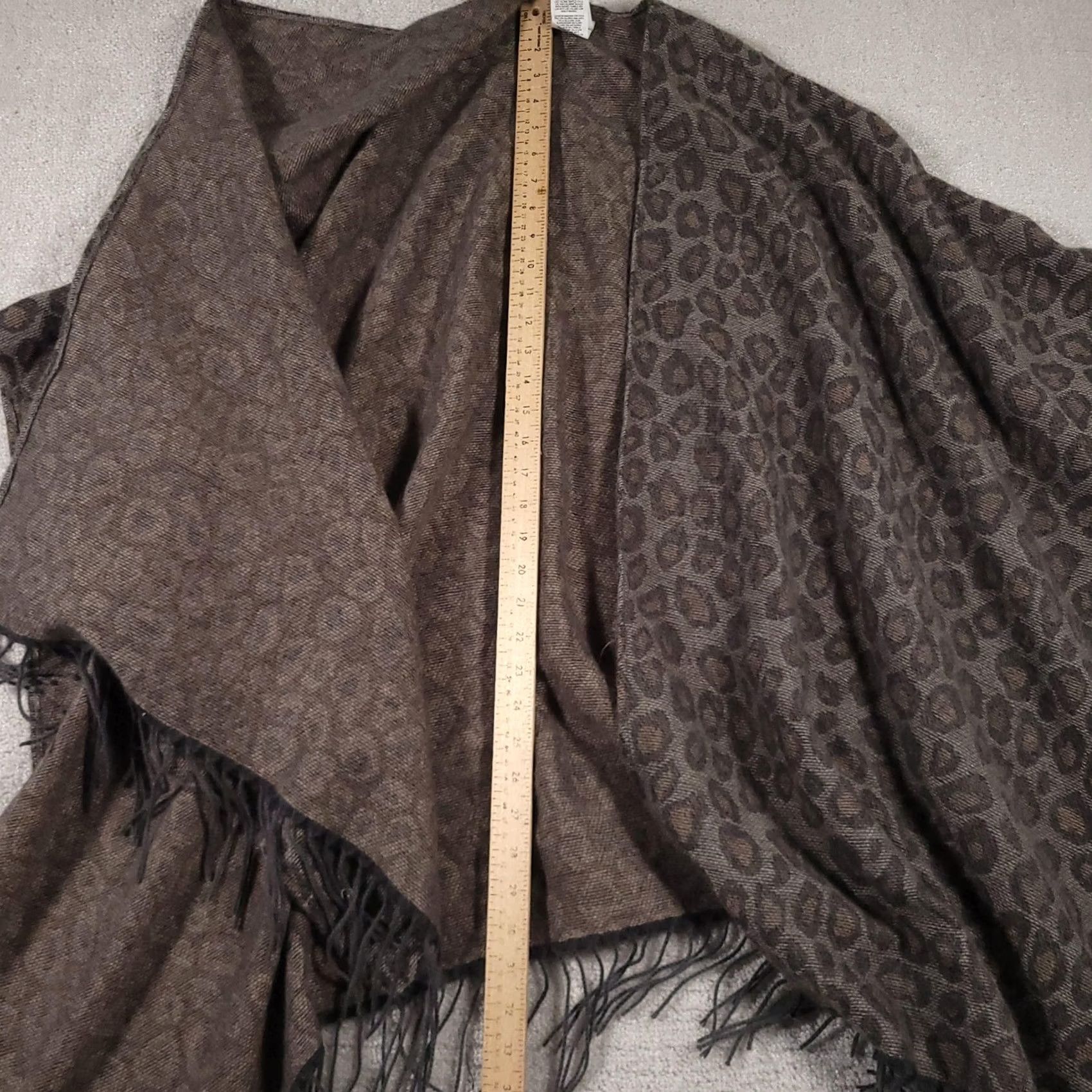 Vintage Woolrich Shawl Poncho Womens One Size Brown Leopard Animal Print Fringe Wrap Size ONE SIZE - 7 Thumbnail