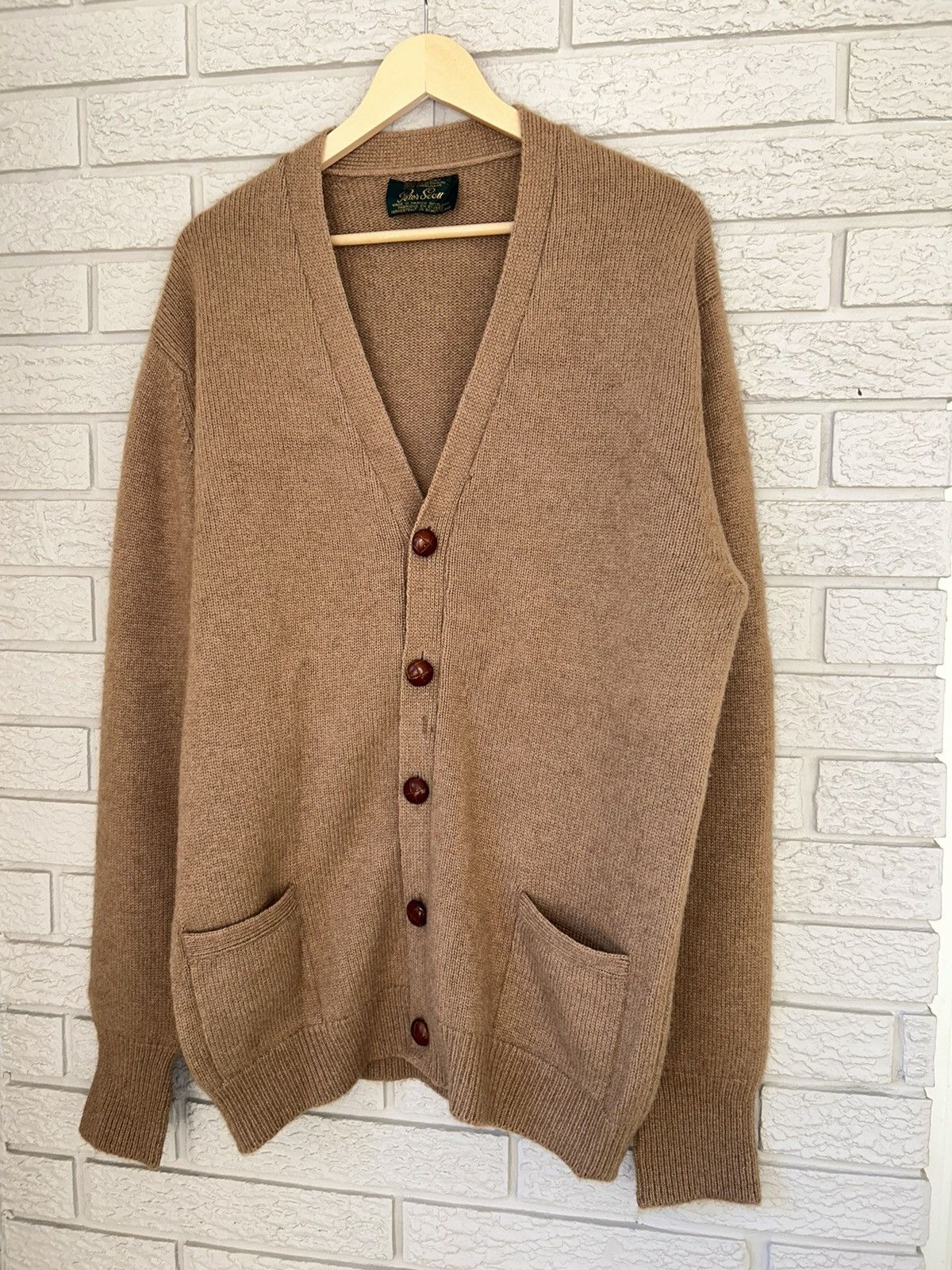 Japanese Brand RARE Vintage 80s Peter Scott Camelhair Knit Cardigan Size US L / EU 52-54 / 3 - 1 Thumbnail