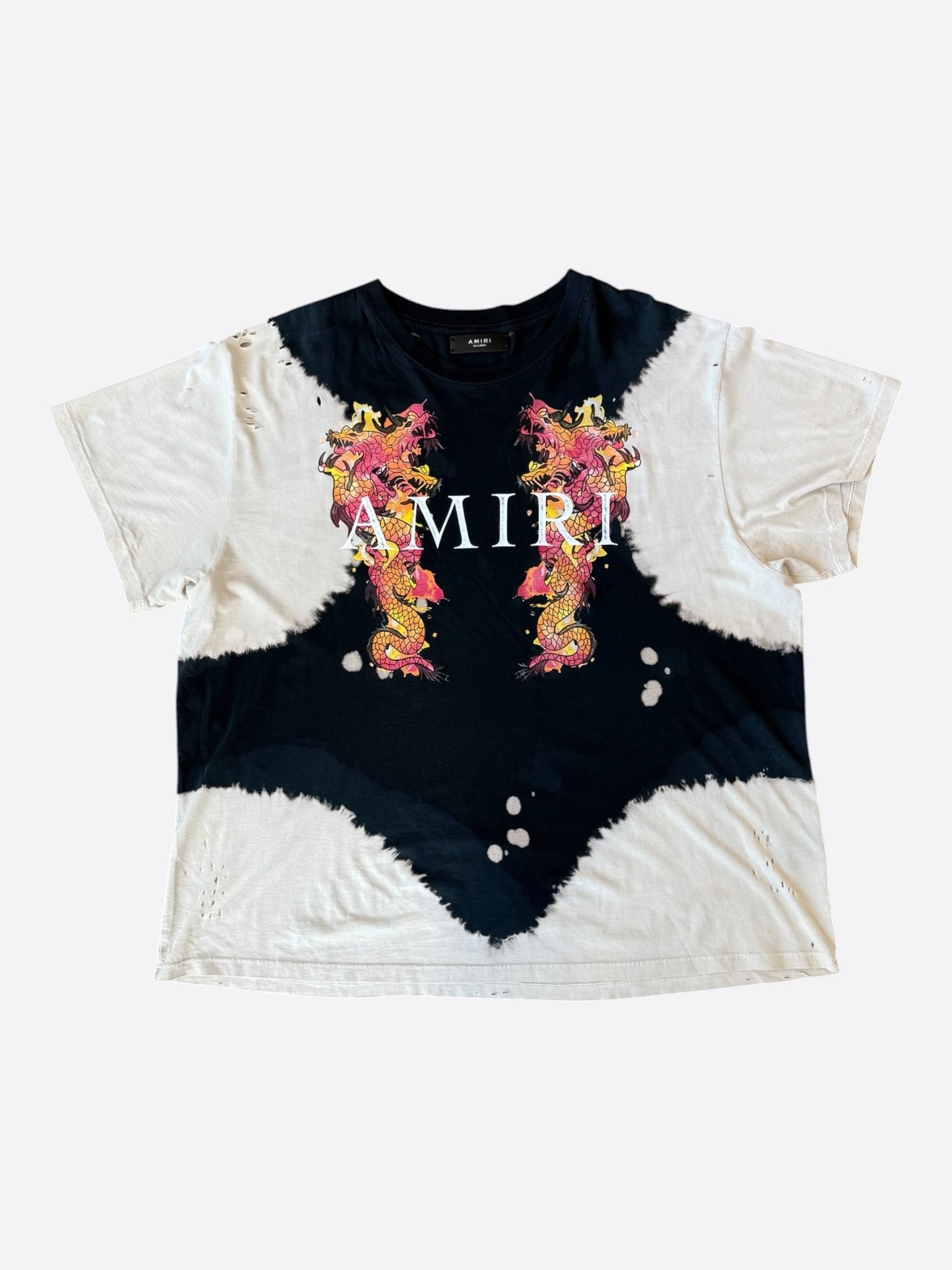 Amiri Amiri White & Black Tie Dye Dragon Logo T-Shirt Size US XXL / EU 58 / 5 - 1 Thumbnail