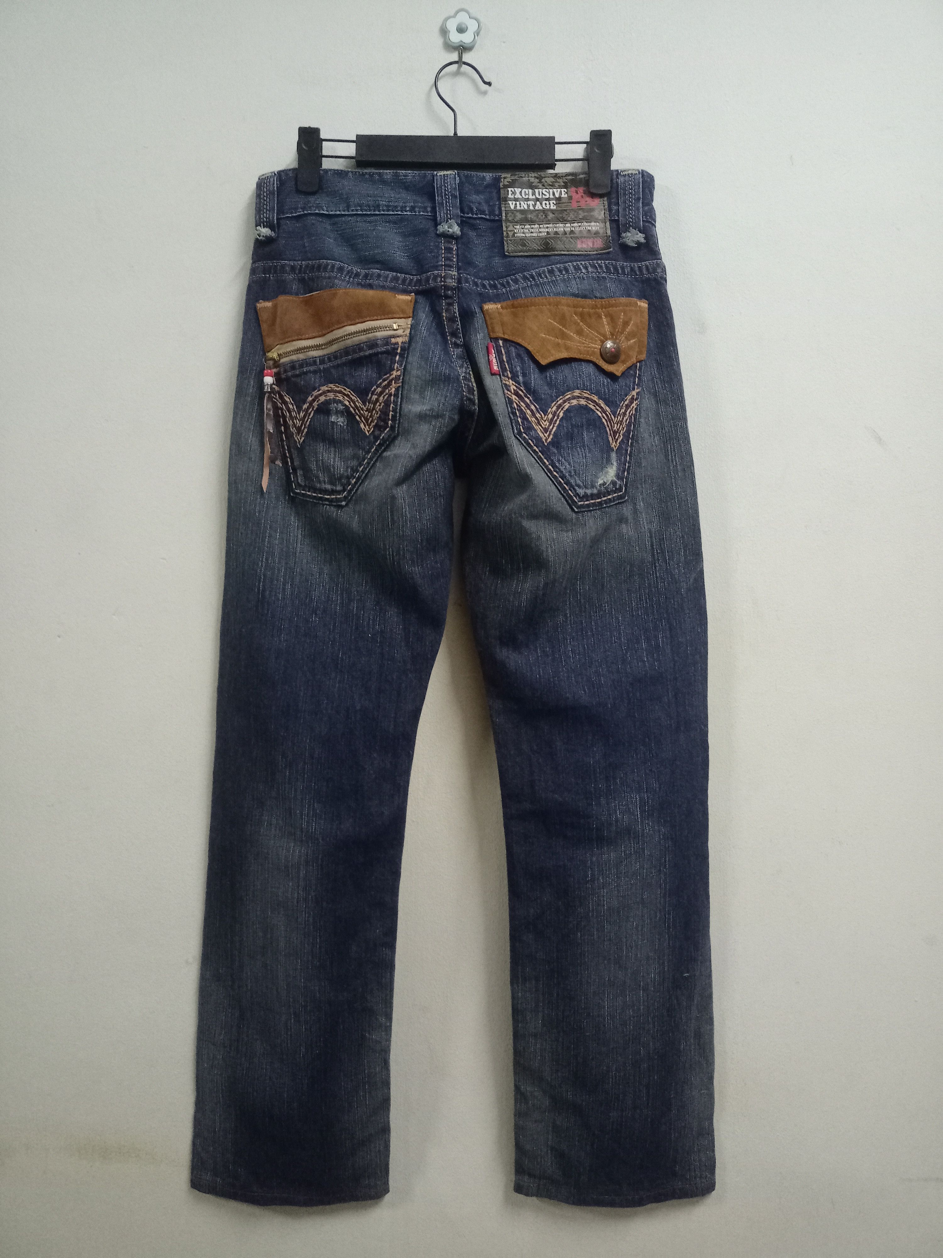 Edwin Exclusive Vintage Edwin XV Blue Wash Distressed Loose Jeans Size US 30 / EU 46 - 2 Thumbnail