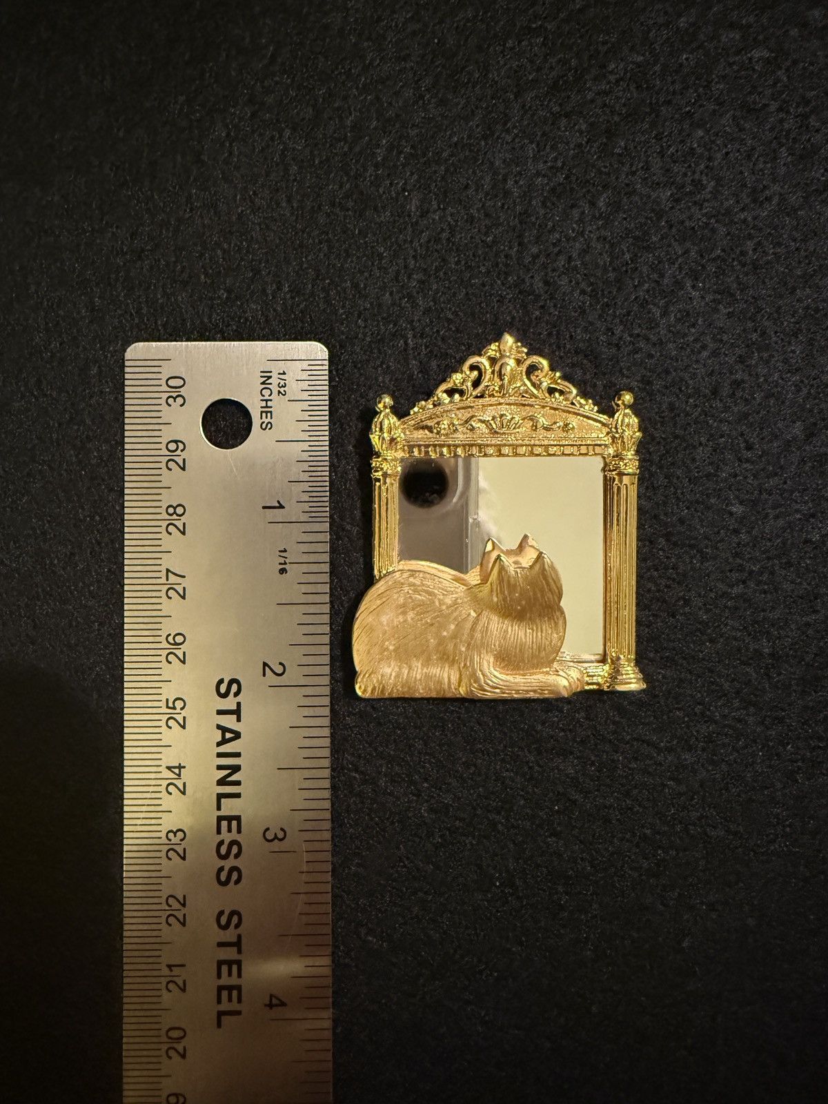 Vintage Vintage Cat Pins Mirror & InsertAPic Gold Silver Tone Brooch Size ONE SIZE - 4 Thumbnail