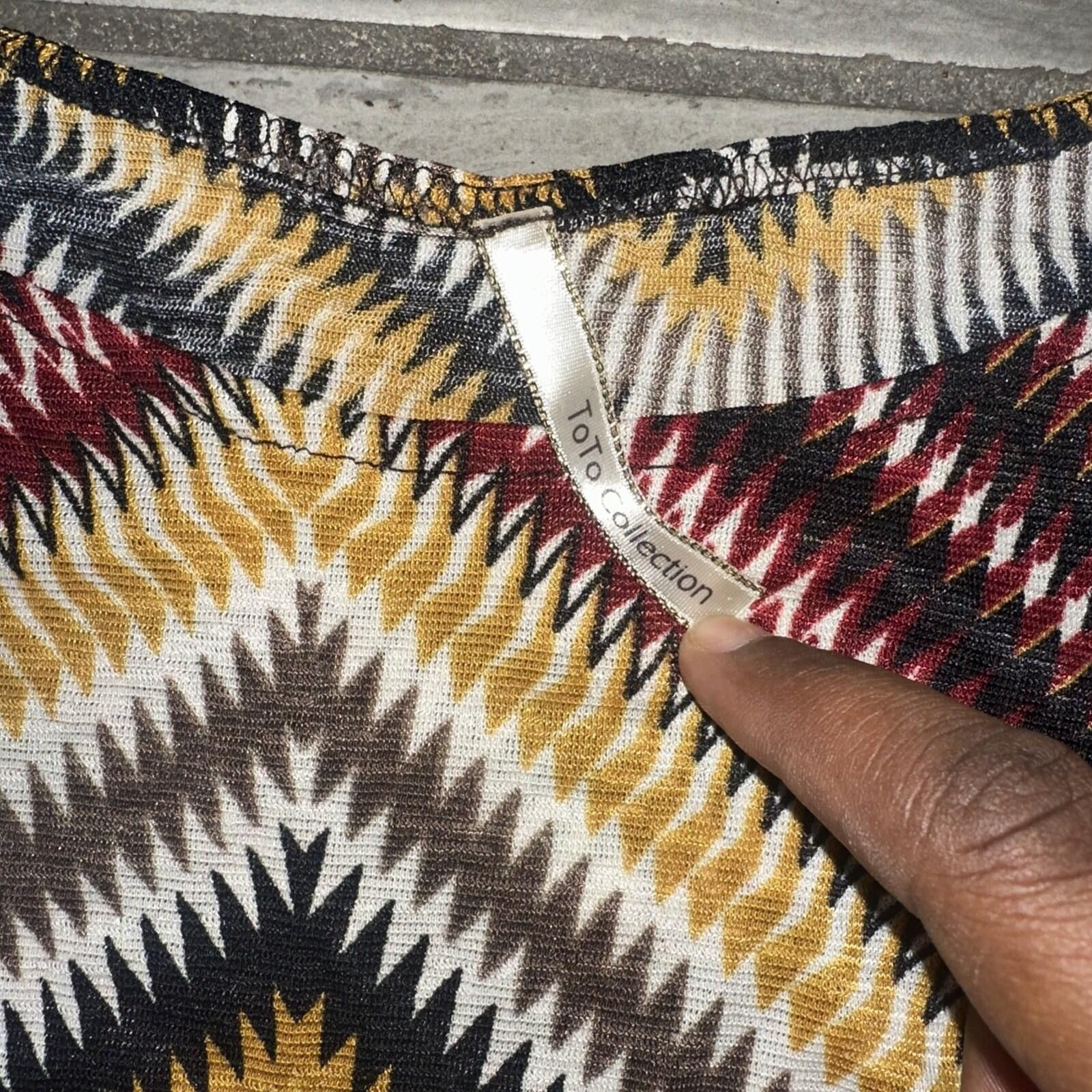 Other To To Collection Chevron Striped Gold Blouse L 1/4 Sleeve Size L / US 10 / IT 46 - 2 Thumbnail
