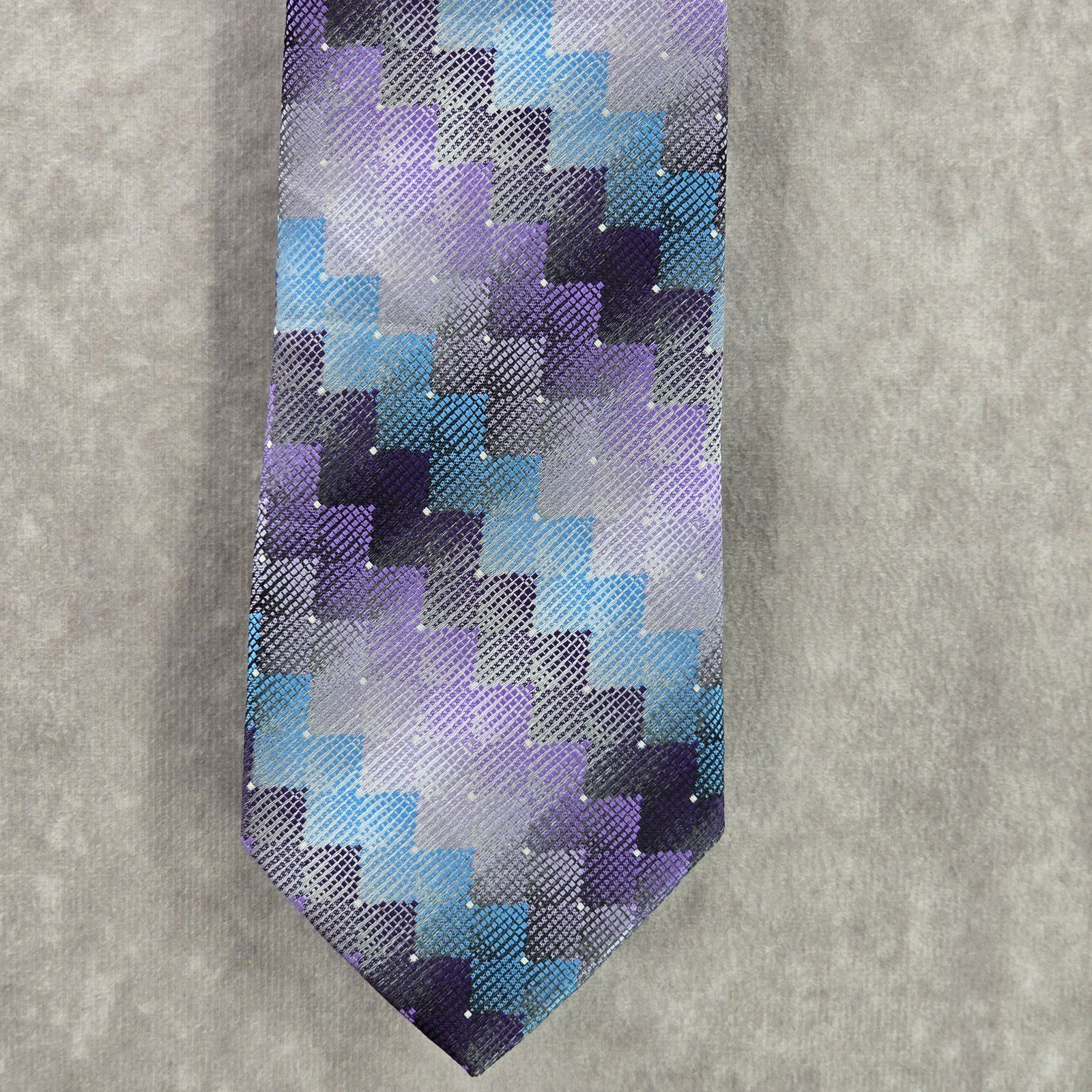 Van Heusen Van Heusen Purple Gray Blue Geometric Polyester Neck Tie Size 30 - 1 Thumbnail