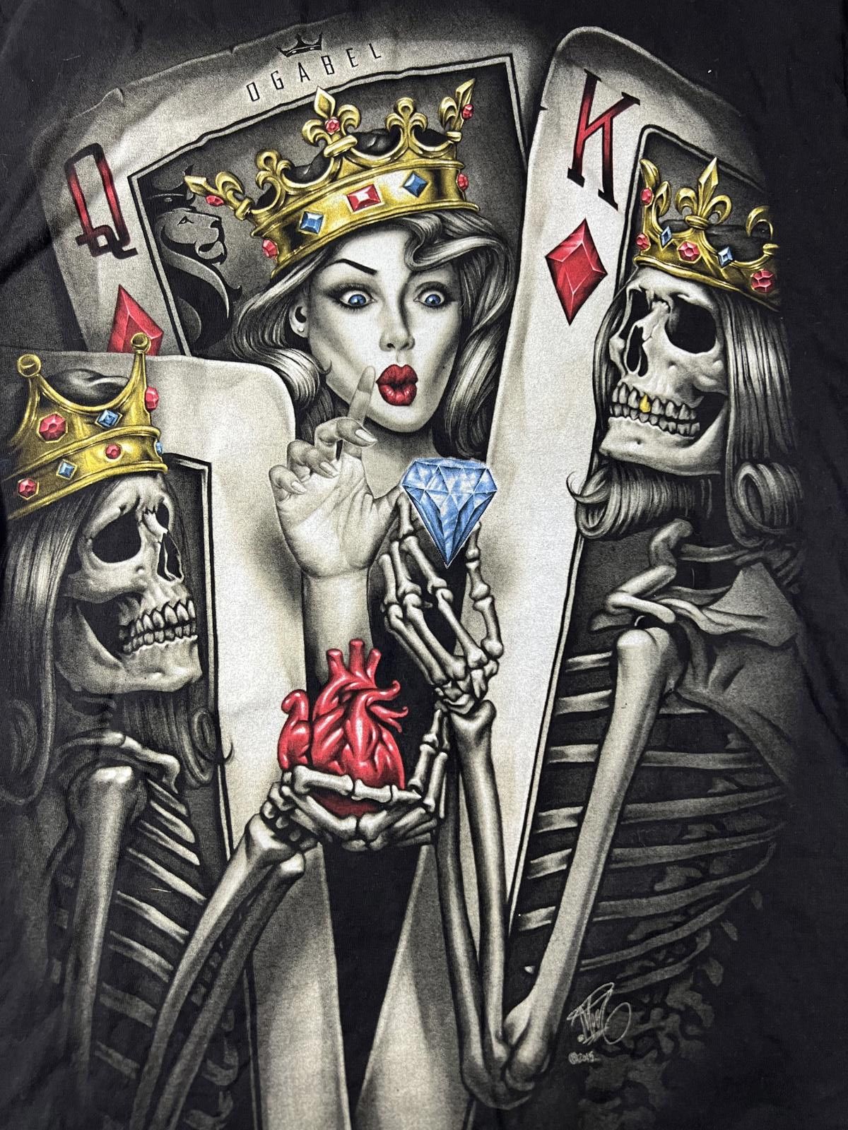 Unknown London Graphic Black T-Shirt with Queen and King Skeleton Design Size US L / EU 52-54 / 3 - 2 Thumbnail