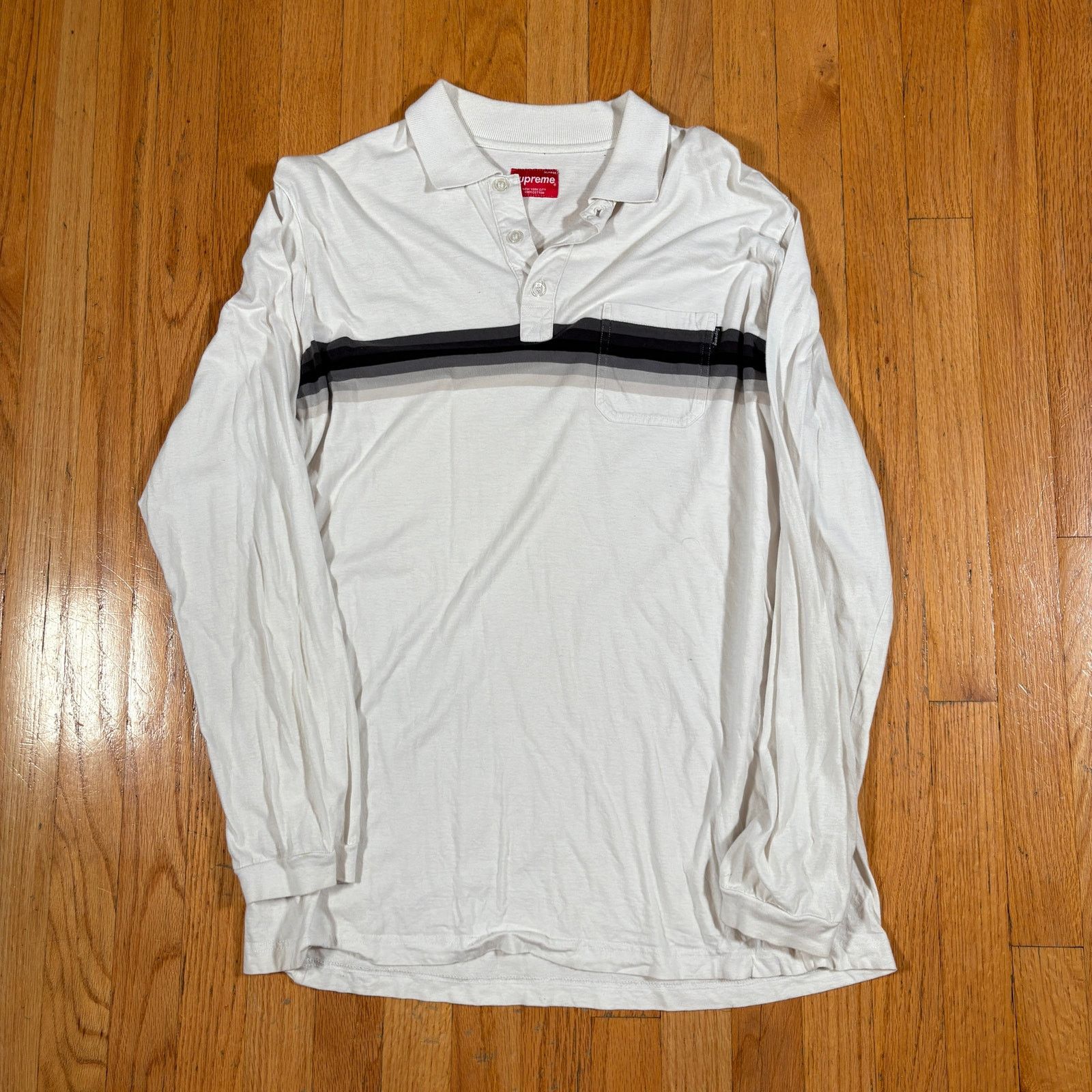 値下げ supreme Chest Stripe Rugby White XL Supreme Chest Stripe