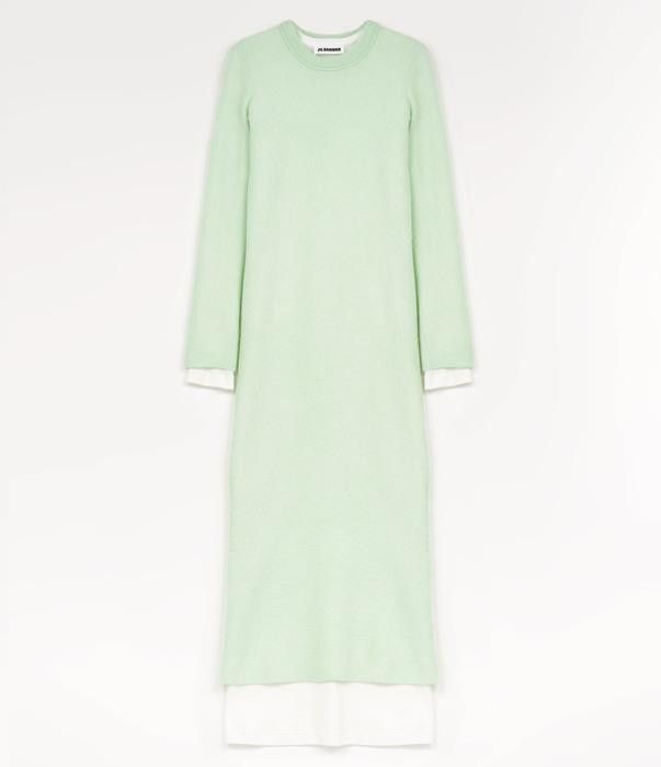 Jil Sander o1w1db10825 Long Sleeve Dress in Light Green Size L / US 10 / IT 46 - 1 Thumbnail