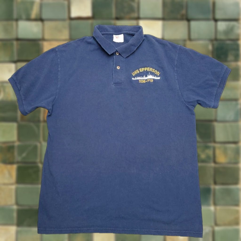 Vintage VINTAGE USS Epperson Shirt Mens XL Blue Polo DDE 719 US Navy Destroyer Ship Shirt Size US XL / EU 56 / 4 - 1 Thumbnail