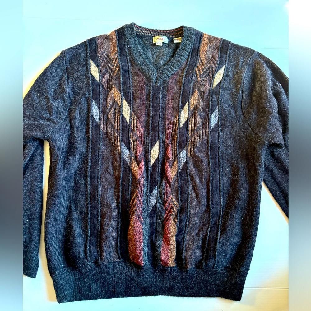 Designer Vintage Cavori Jacquard Sweater Size US XL / EU 56 / 4 - 1 Thumbnail