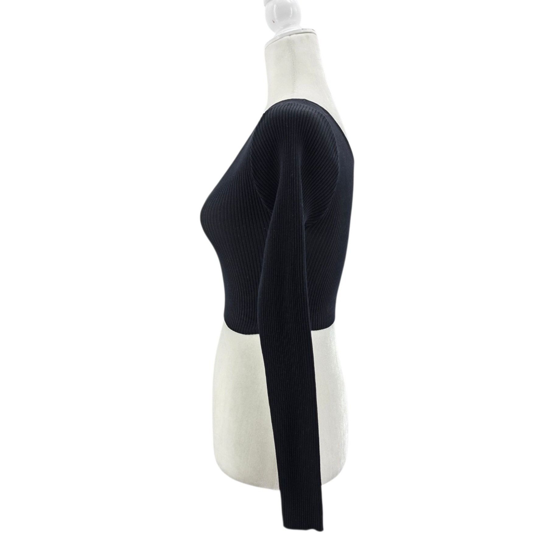 Other JLUXLABEL Womens Small Top Cropped Fitted Ribbed Knit Black Size S / US 4 / IT 40 - 3 Thumbnail