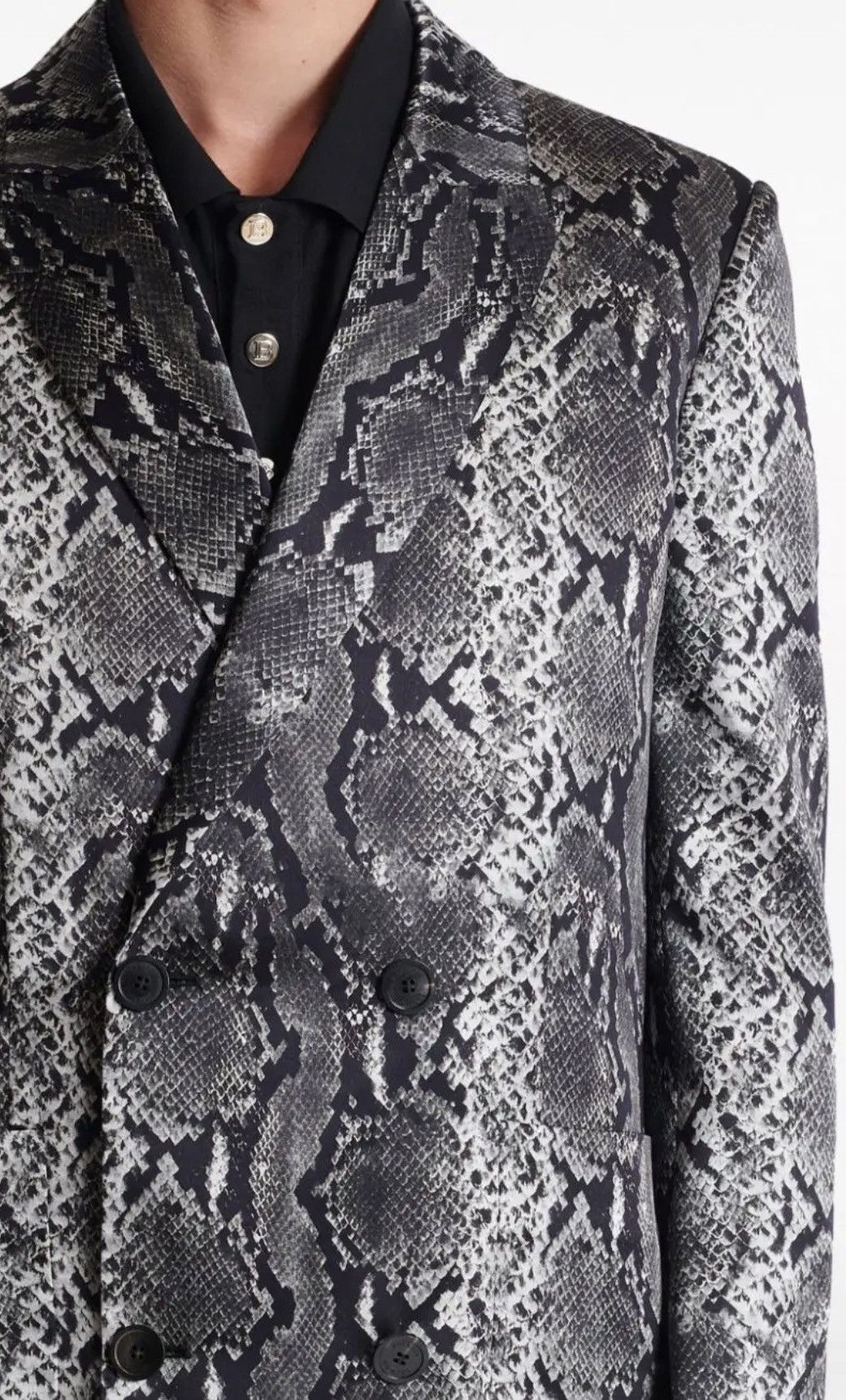 Balmain Balmain Double Breasted Silk Snake Print Blazer Jacket Sz 56 Size 54R - 10 Thumbnail