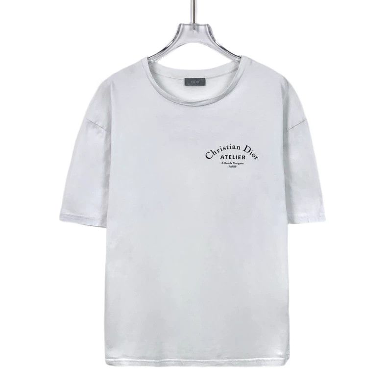 Dior White logo letter printed cotton round-neck short-slee