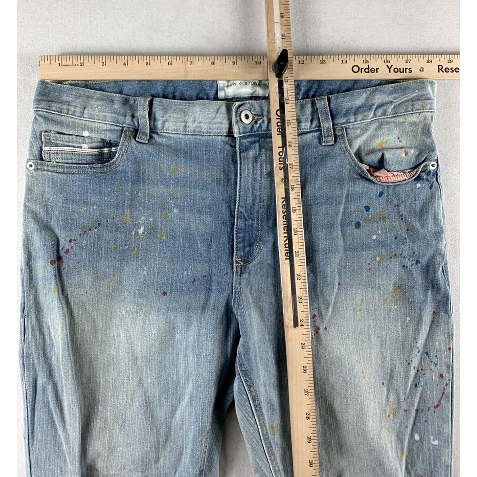 Levi's Levi's Jeans Paint Splater Sun + Stone Mens 34x30 Blue Denim Straight Regular Mid Blue 37x30 ACTUAL 34 Waist 30 Inseam Mens Size US 34 / EU 50 - 6 Thumbnail