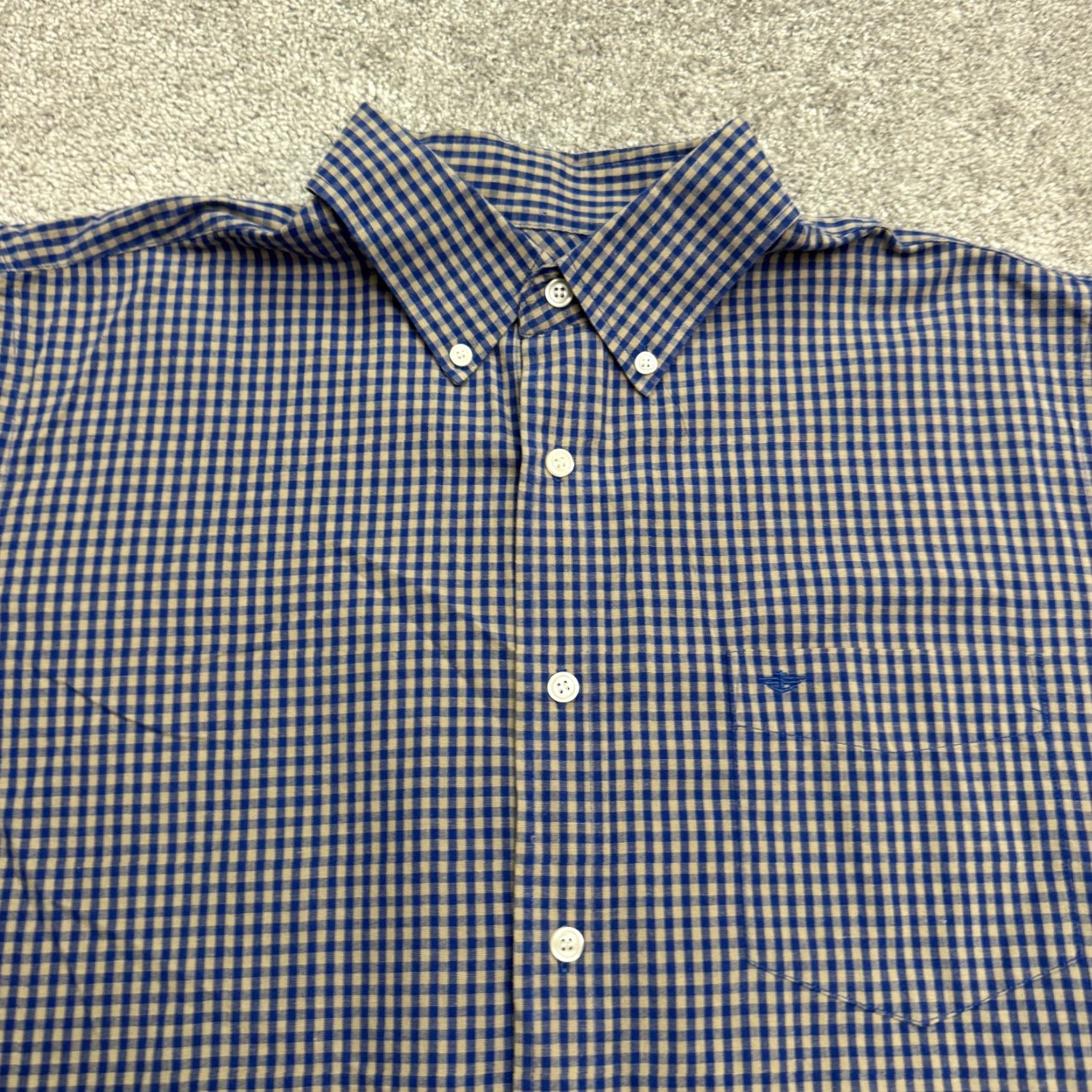 Dockers DOCKERS Shirt Mens L Blue Check Button-Down Short Sleeve Casual Home/Away Comfortable Size US L / EU 52-54 / 3 - 3 Thumbnail
