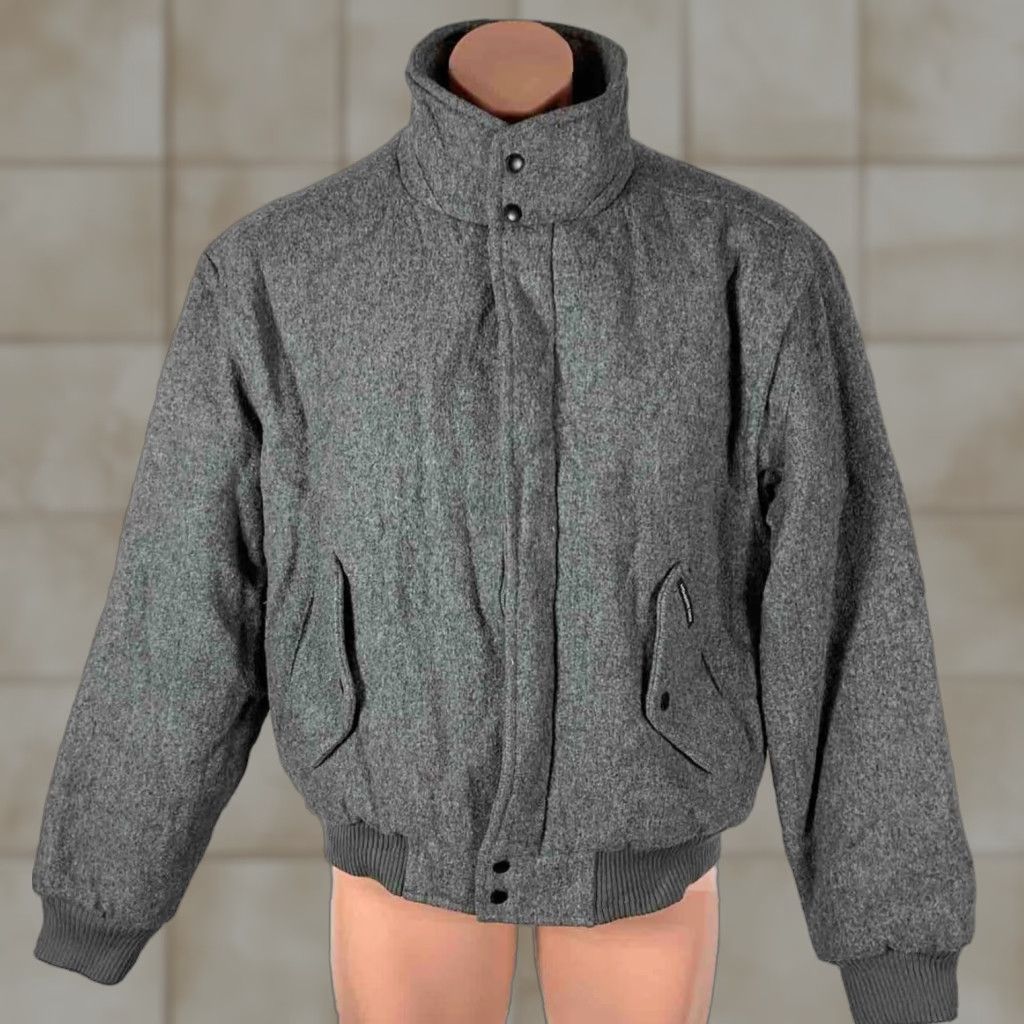 VINTAGE Members Only Wool Quilted Bomber Jacket 40 Men Gray Grunge 90s - Main Image